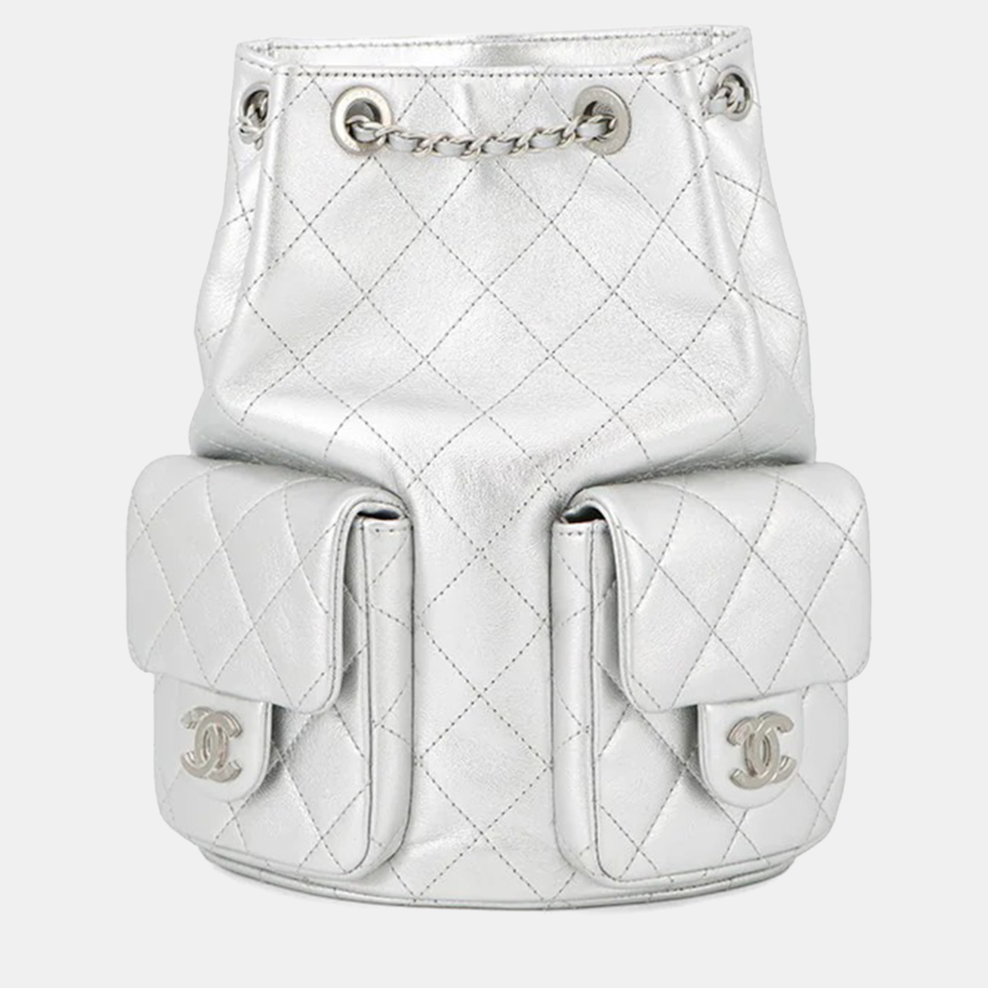

Chanel Backpack Silver Metalic Lambskin
