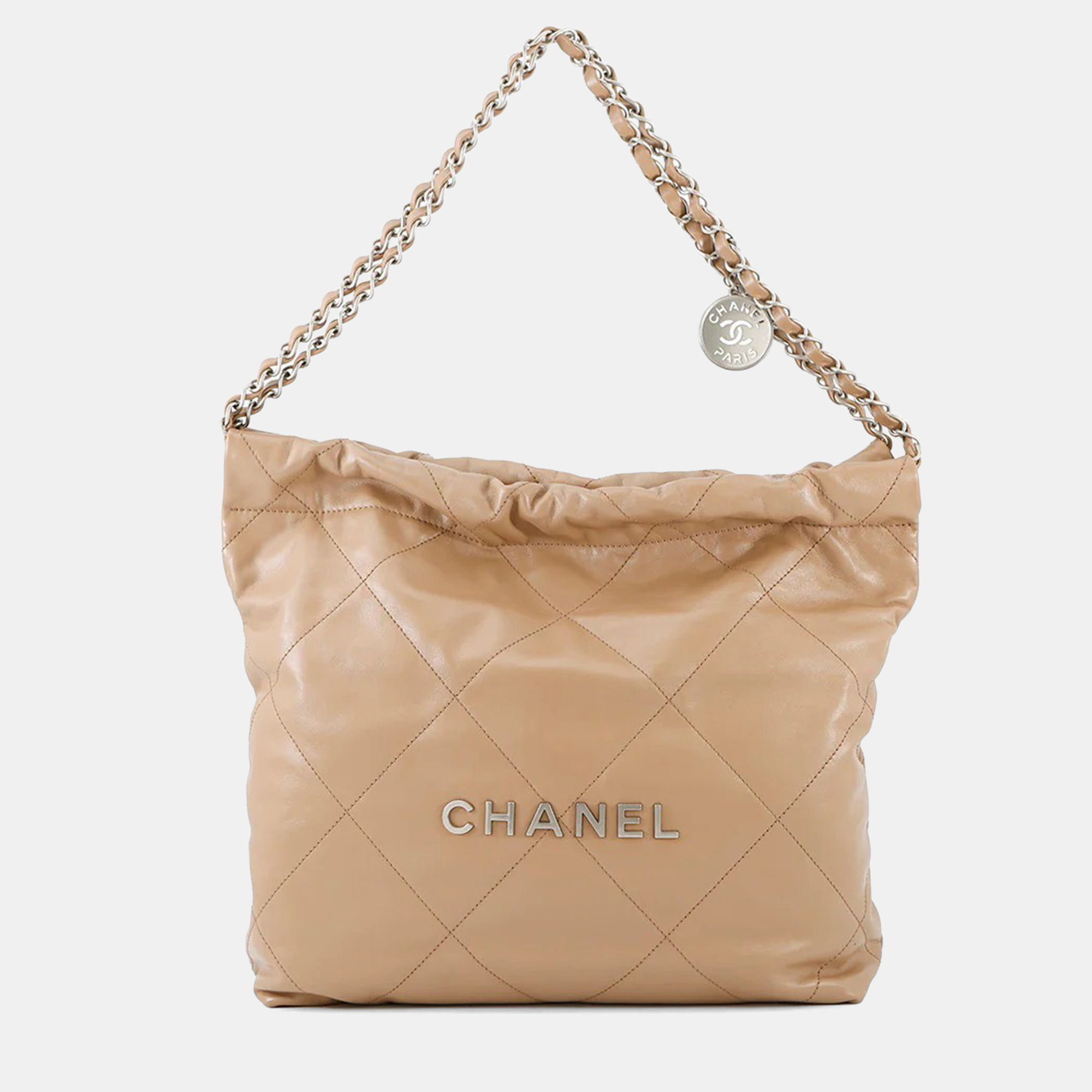 

Chanel Chanel 22 Handbag Dark Beige Shiny Calf Leather Size Small
