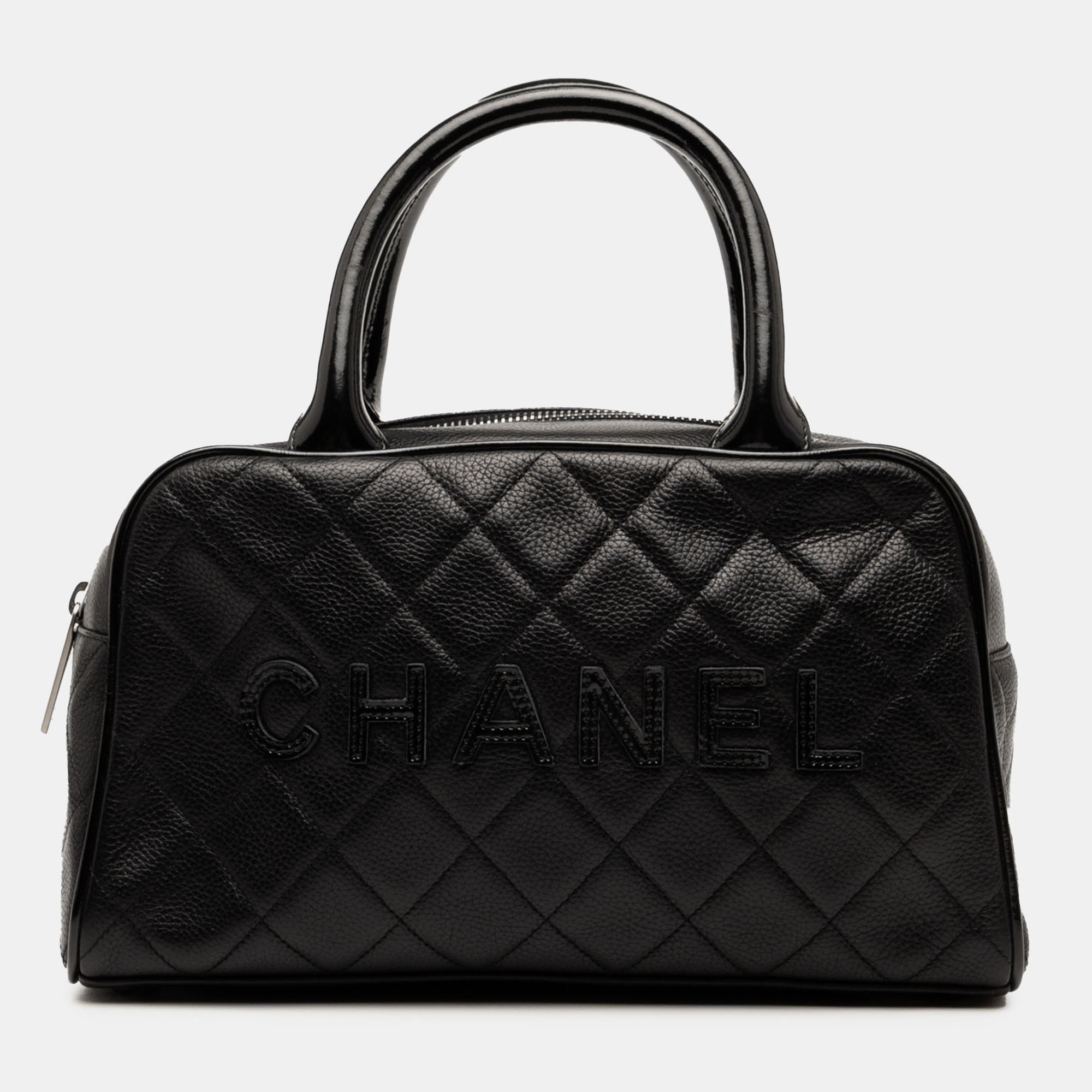 

Chanel Black Quilted Calfskin Logo Bowler Bag