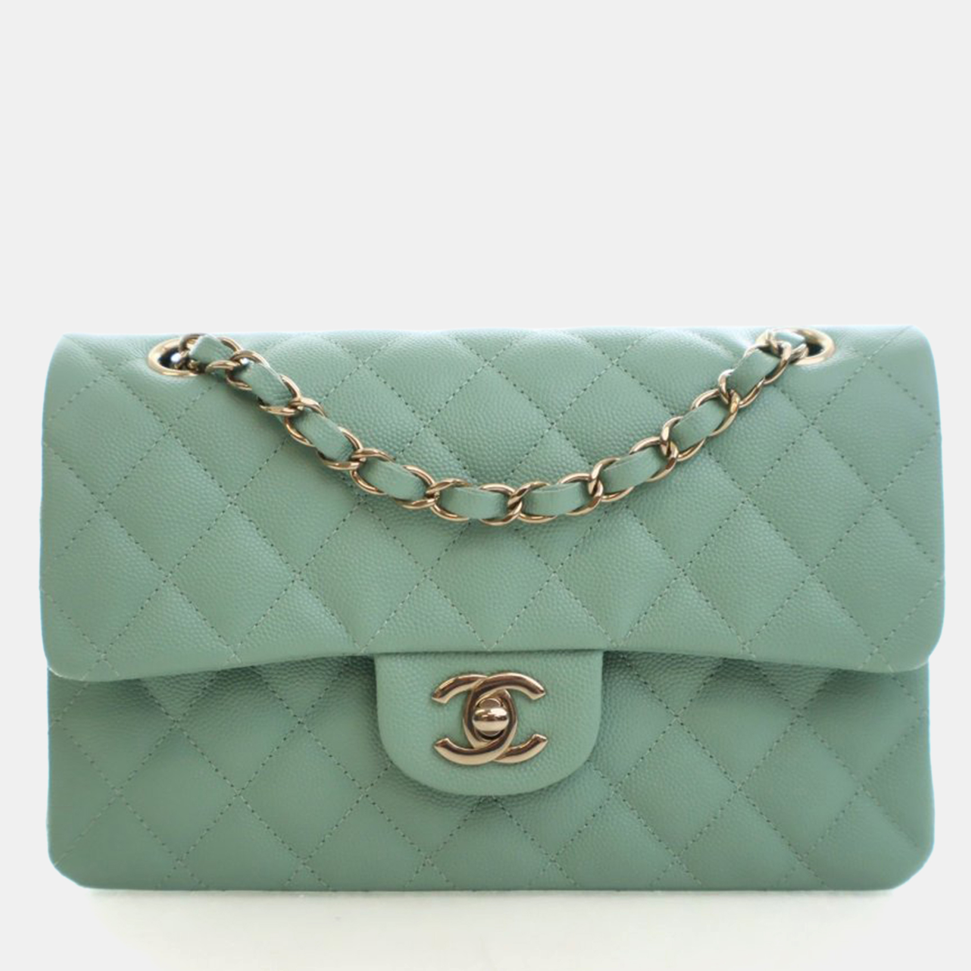 

Chanel Small Caviar Classic Double Flap Bag, Green