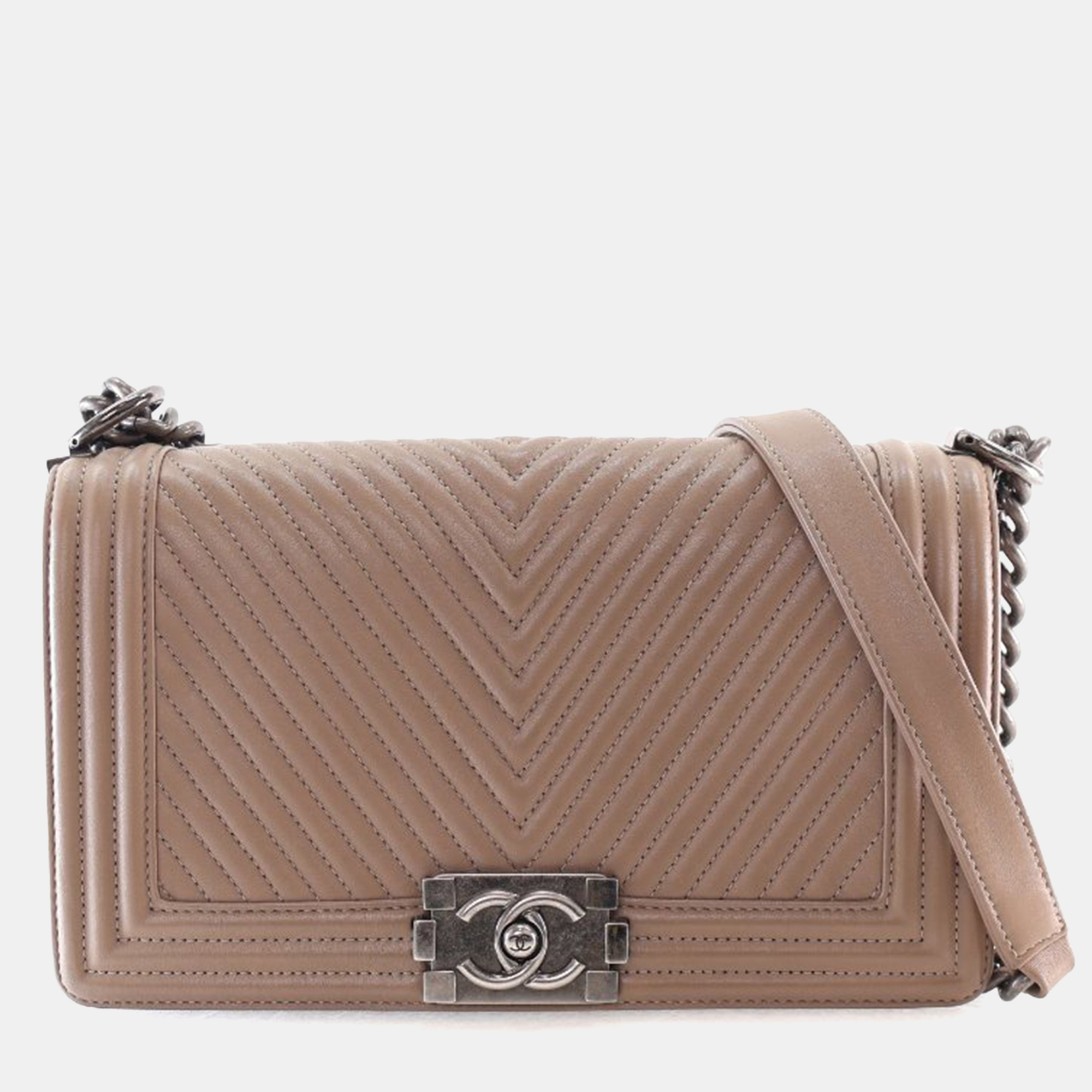 

Chanel Medium Calfskin Chevron Boy Flap Bag, Brown