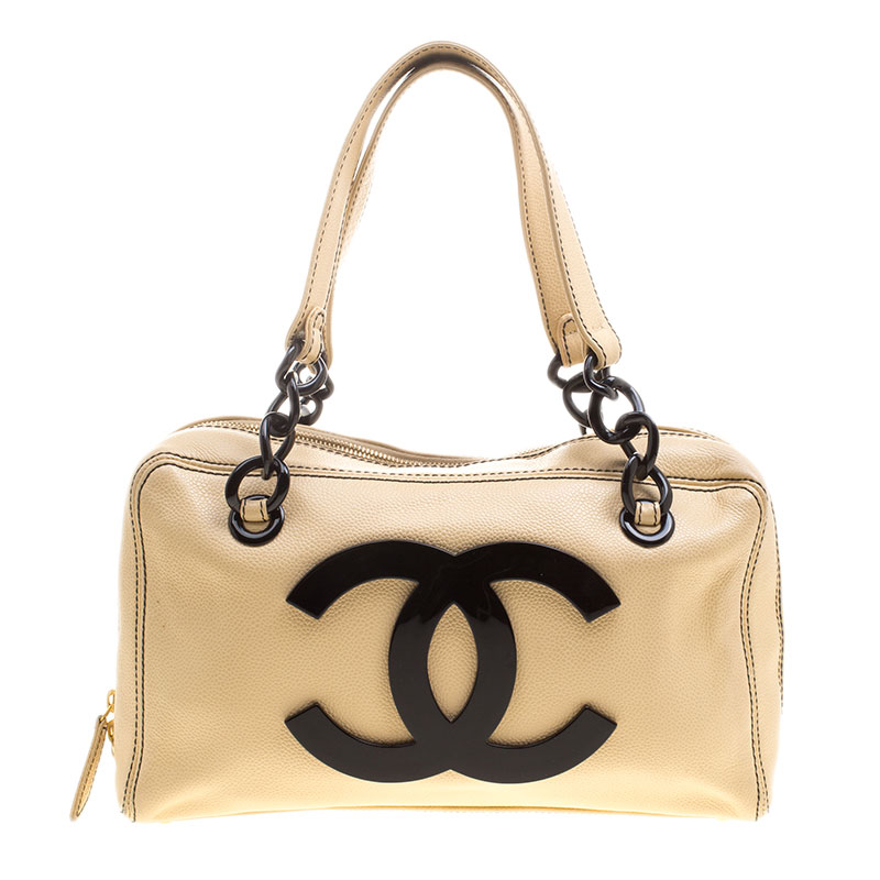 Chanel Yellow Caviar Leather CC Bowler Bag