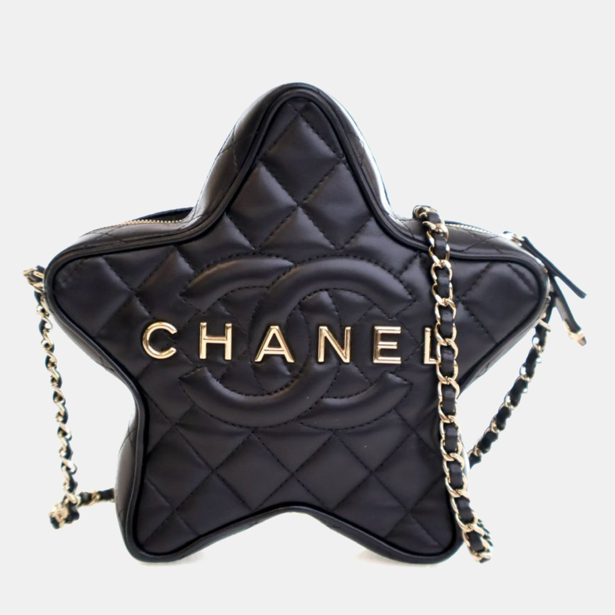 

Chanel Lambskin Walk Of Fame Star Crossbody Bag, Black