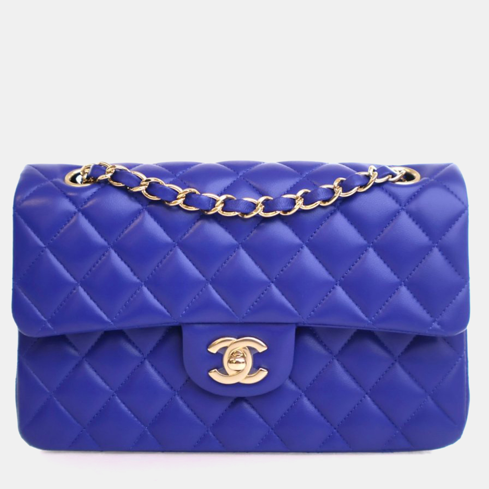 

Chanel Small Lambskin Classic Double Flap Bag, Blue