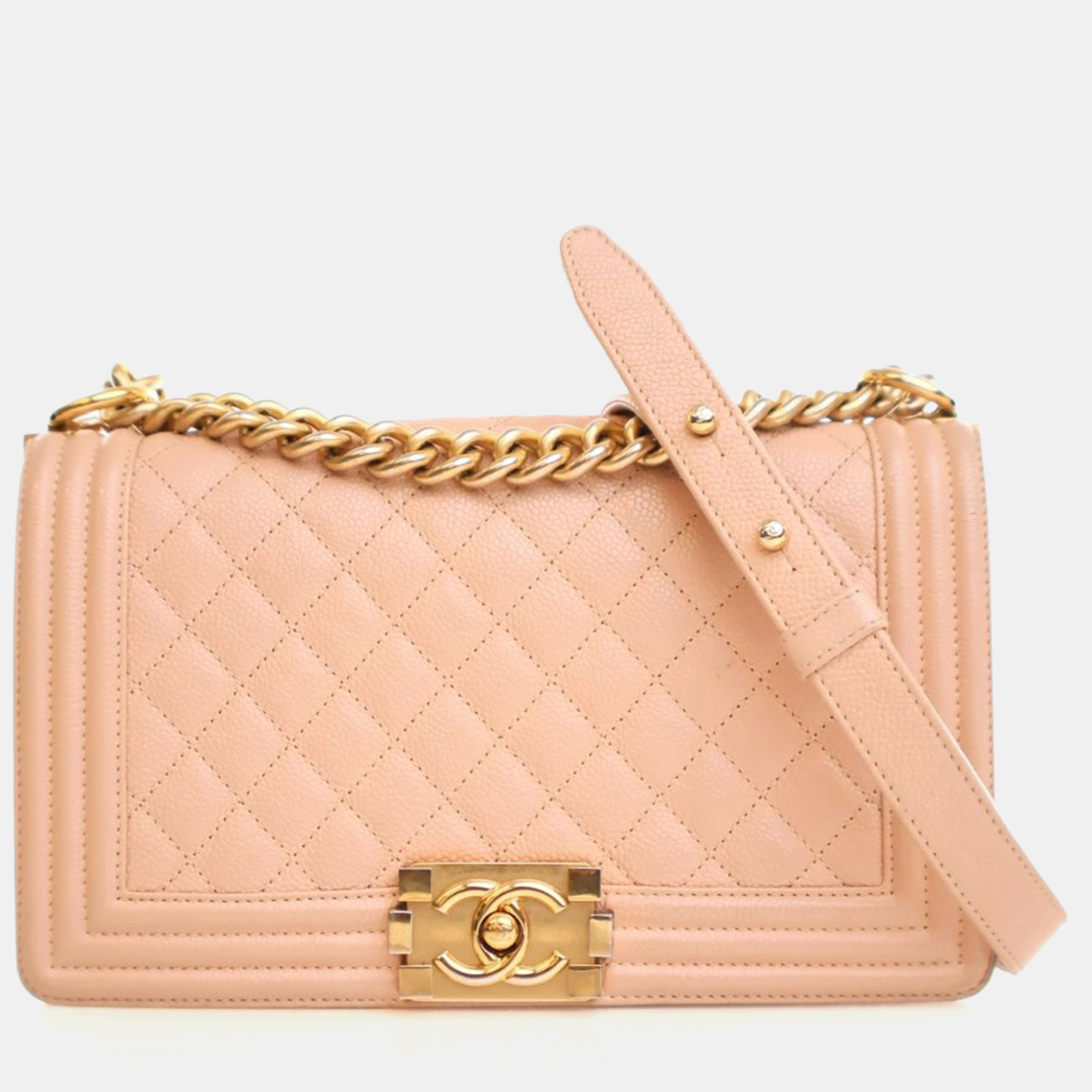 

Chanel Medium Caviar Boy Bag, Pink