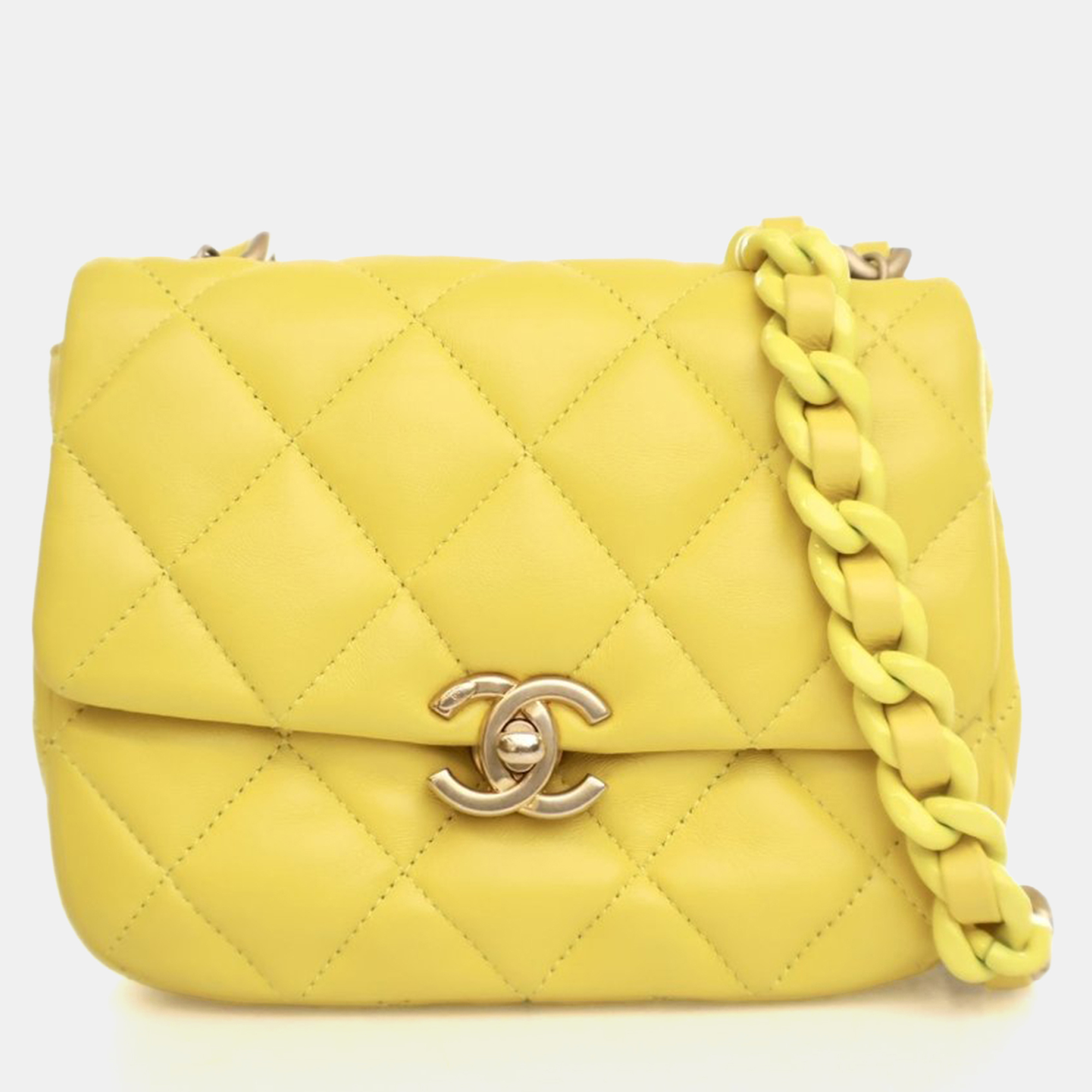 

Chanel Lambskin Candy Chain Flap Bag, Yellow