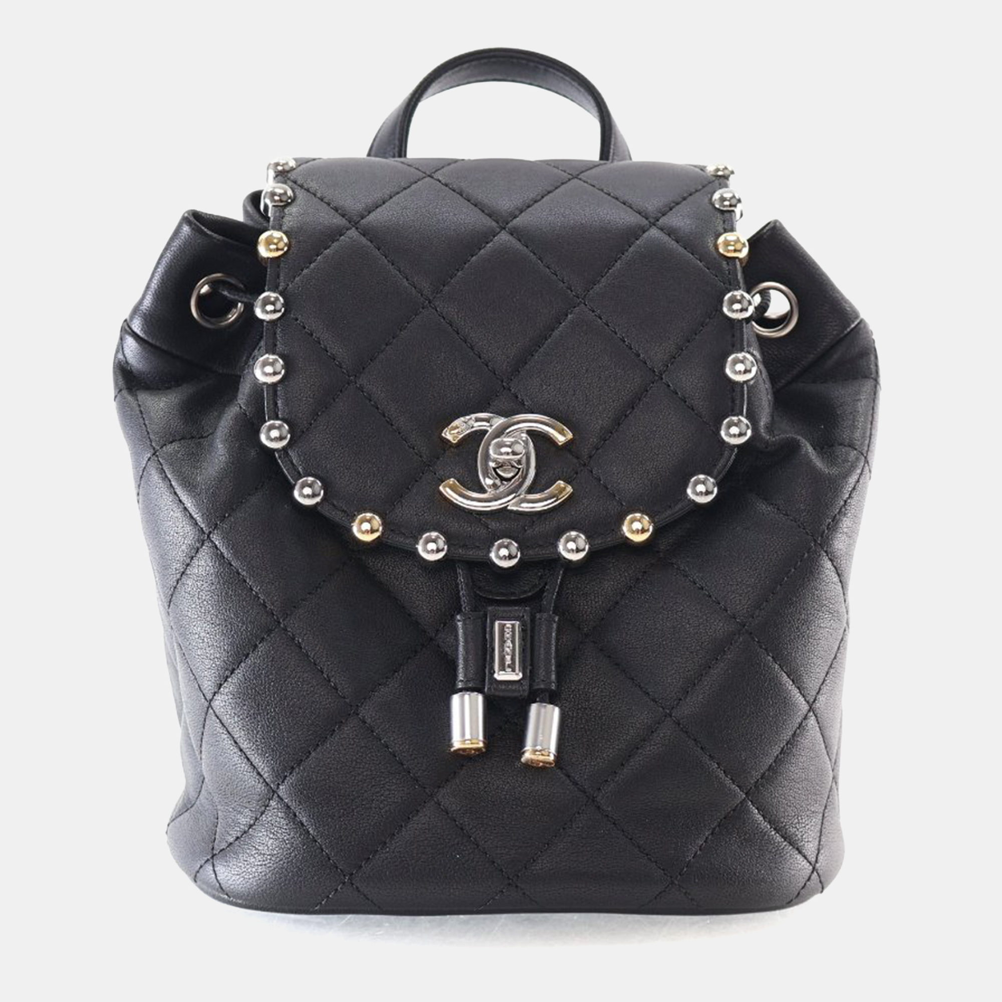 

Chanel Small Lambskin Metallic Bubble Backpack, Black
