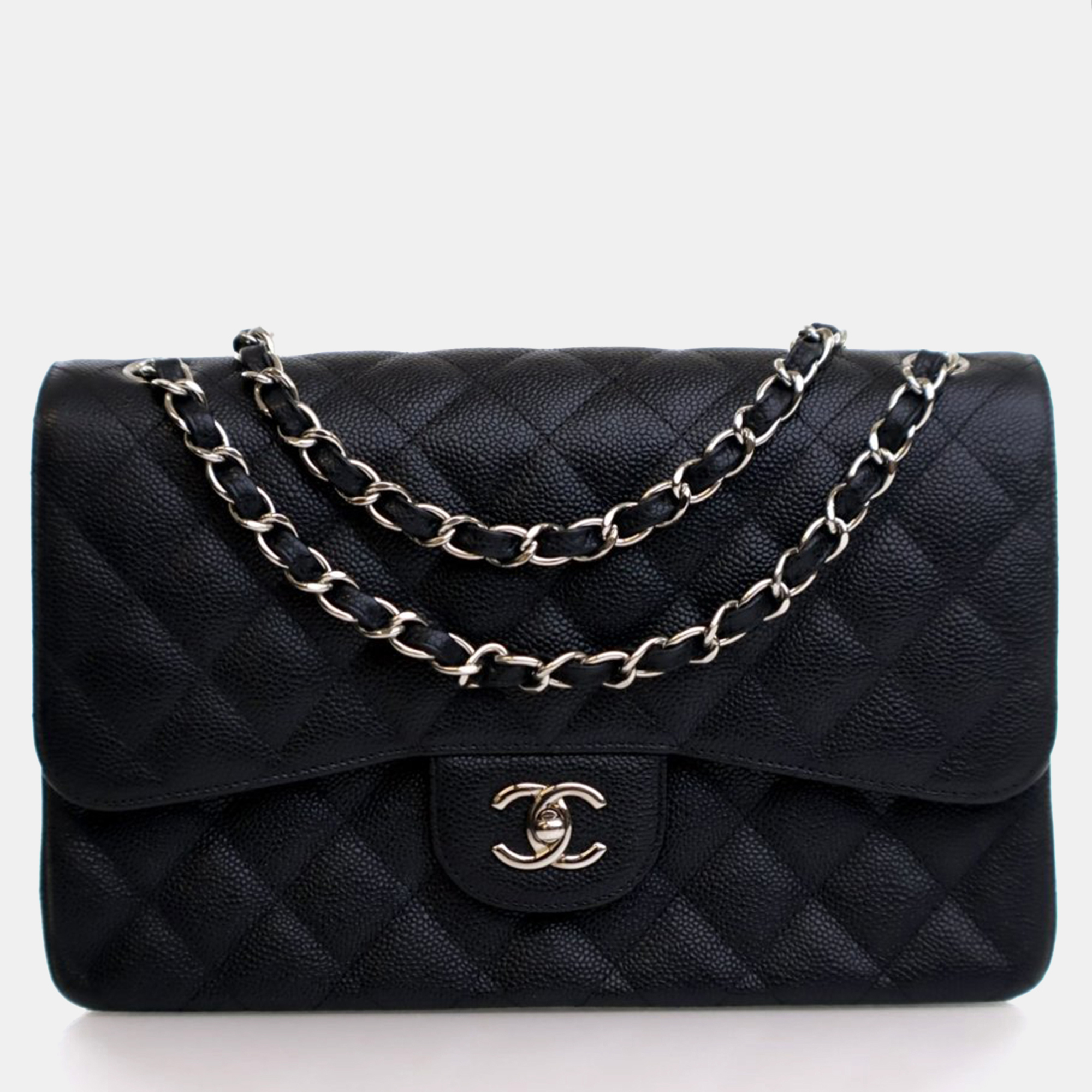 

Chanel Jumbo Caviar Classic Double Flap Bag, Black