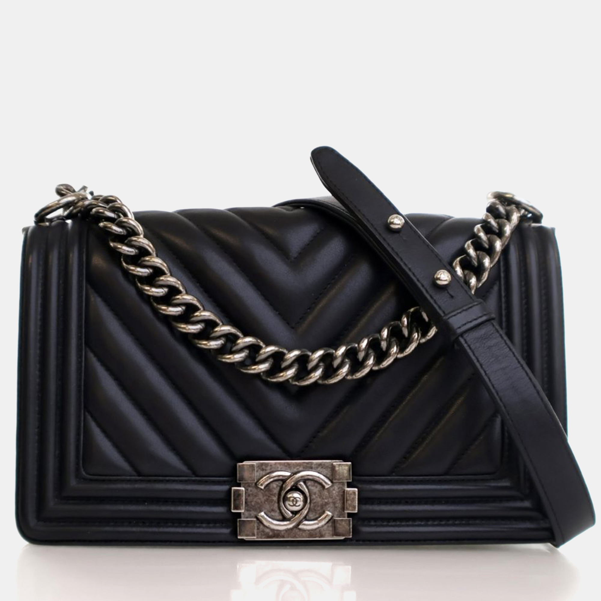 

Chanel Medium Black Calfskin Boy Bag