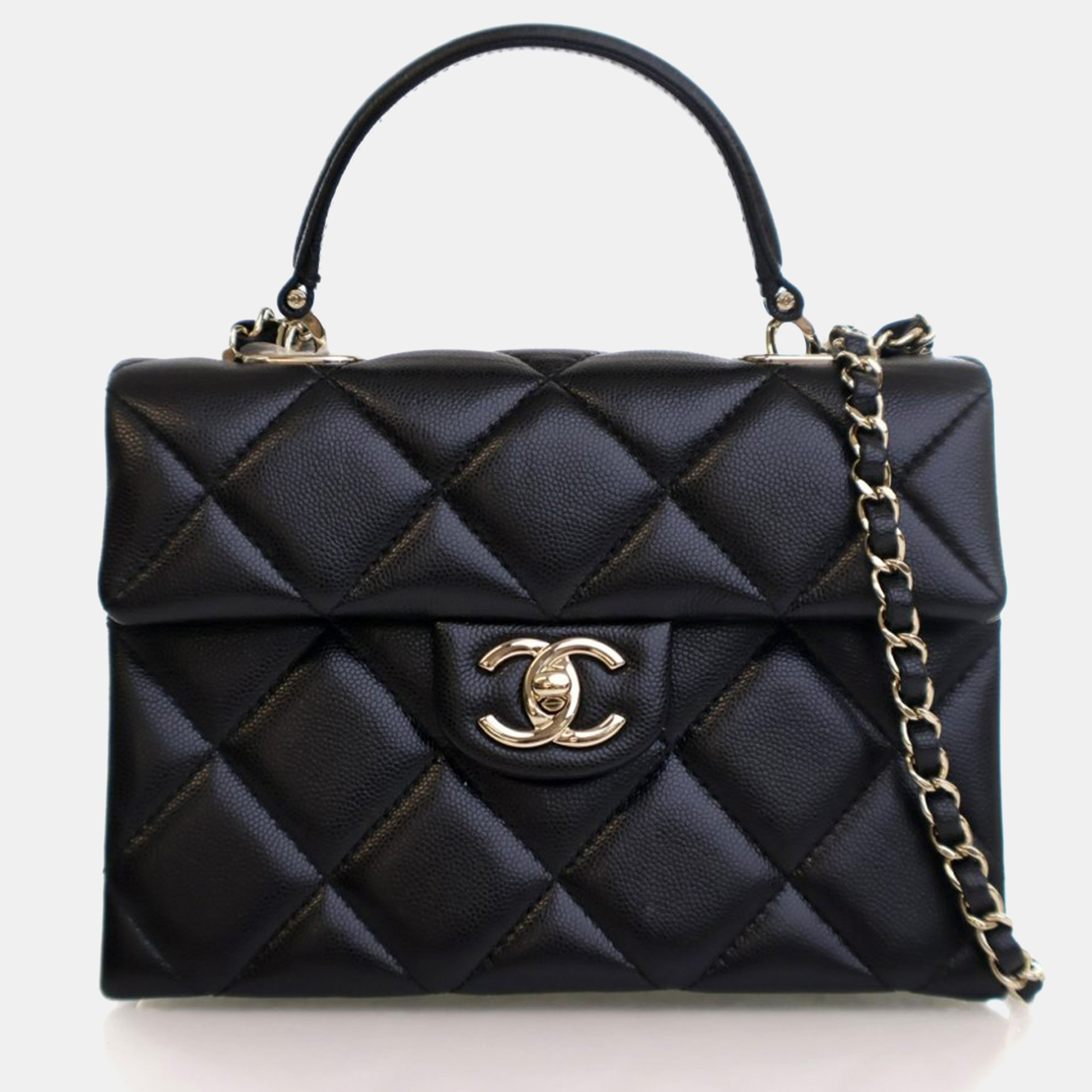 

Chanel Mini Black Caviar Retro Twist Top Handle Bag