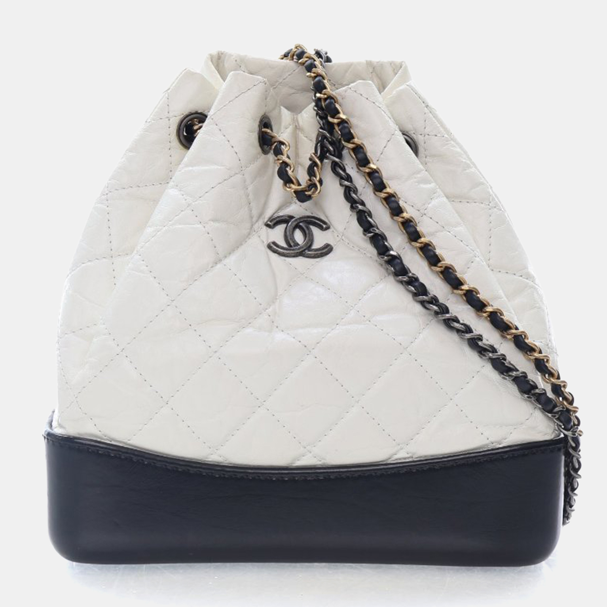 

Chanel Small Aged Black/White Calfskin Gabrielle Backpack