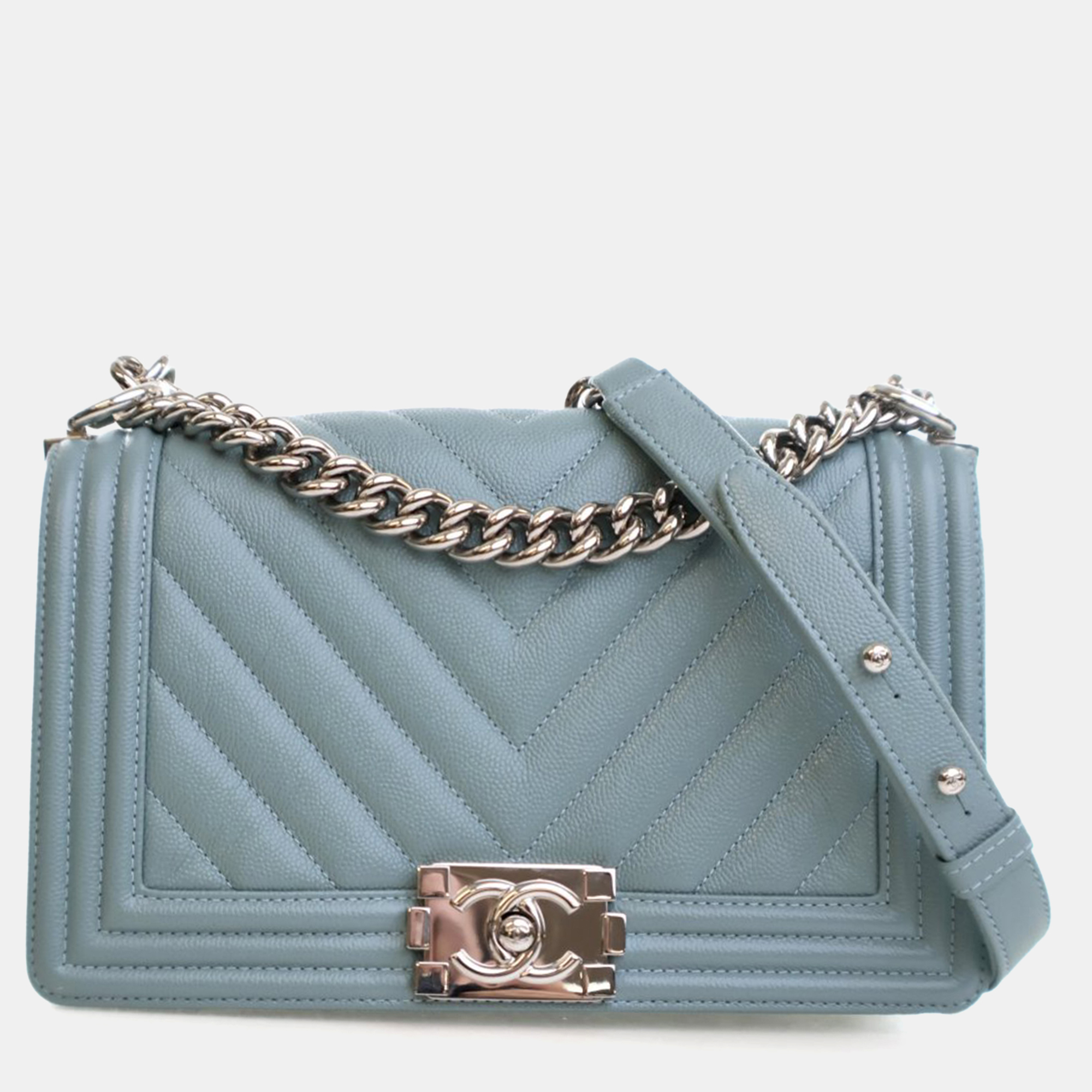 

Chanel Medium Blue Caviar Boy Bag