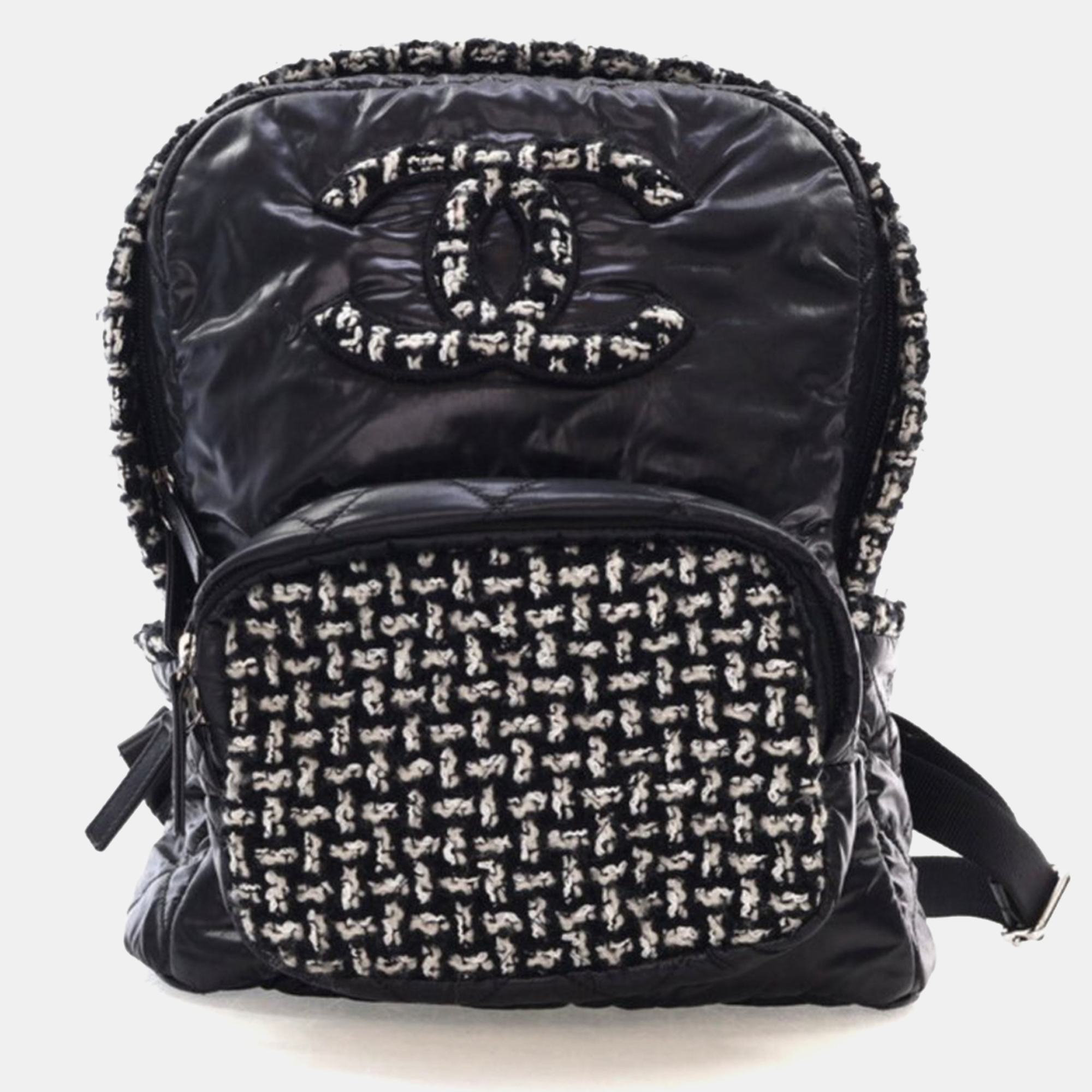 

Chanel Black Nylon Tweed Backpack