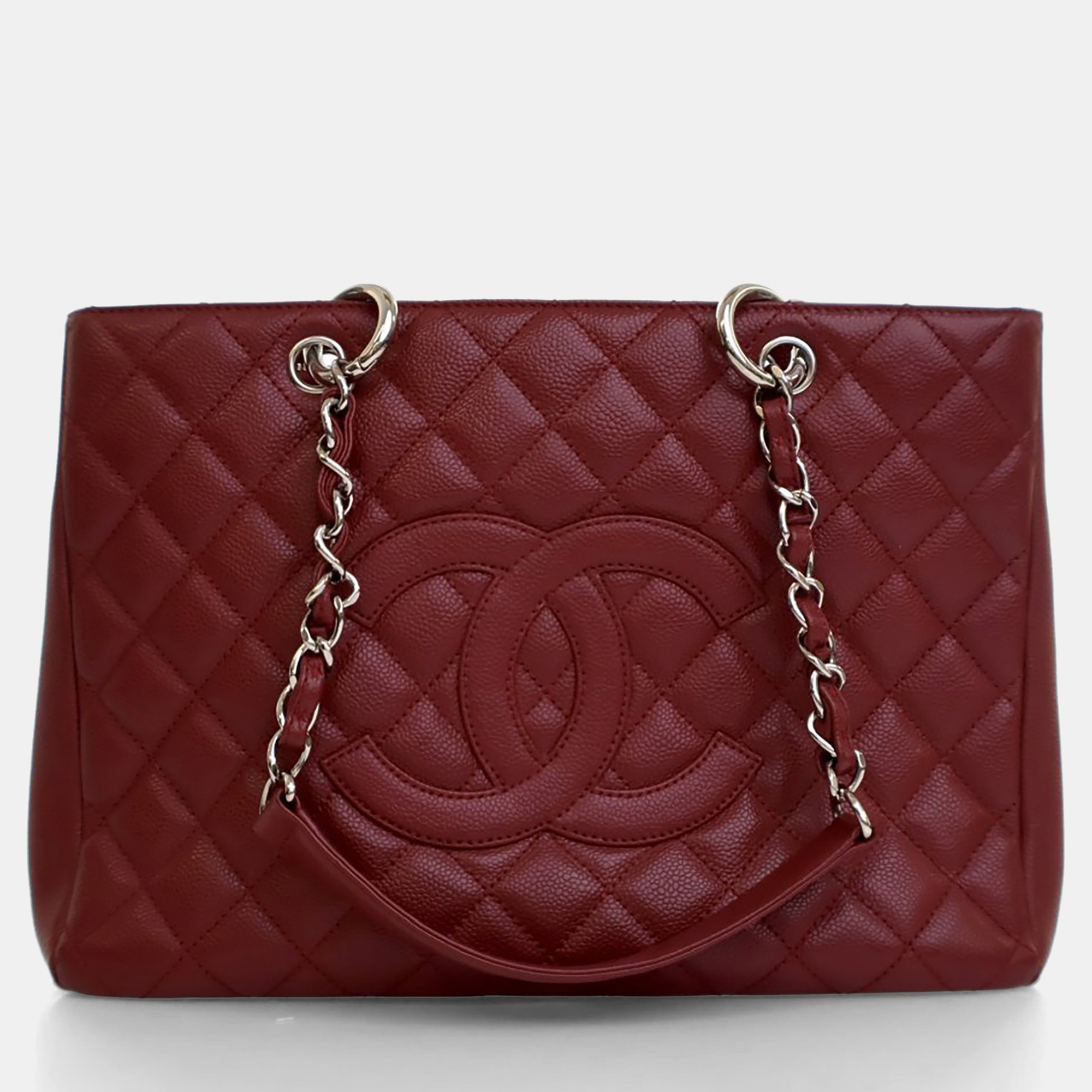 Click to view more detailed imagery on our partner's website Pre-owned Chanel Red Caviar Grand Shopping Tote
