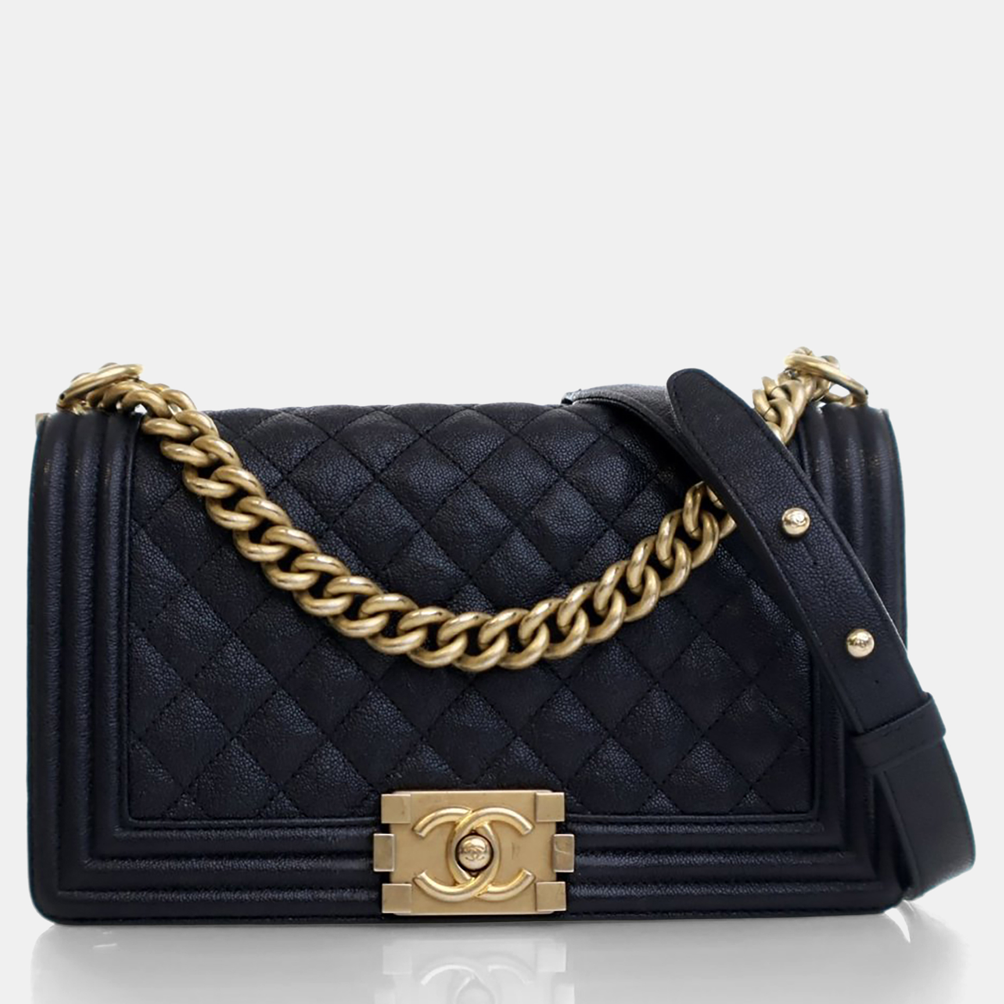 

Chanel Medium Caviar Boy Bag, Black