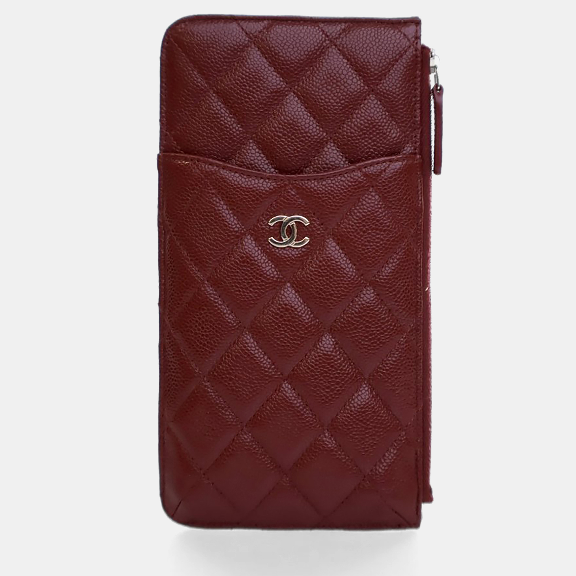 

Chanel Red Caviar Classic Flat Wallet Pouch