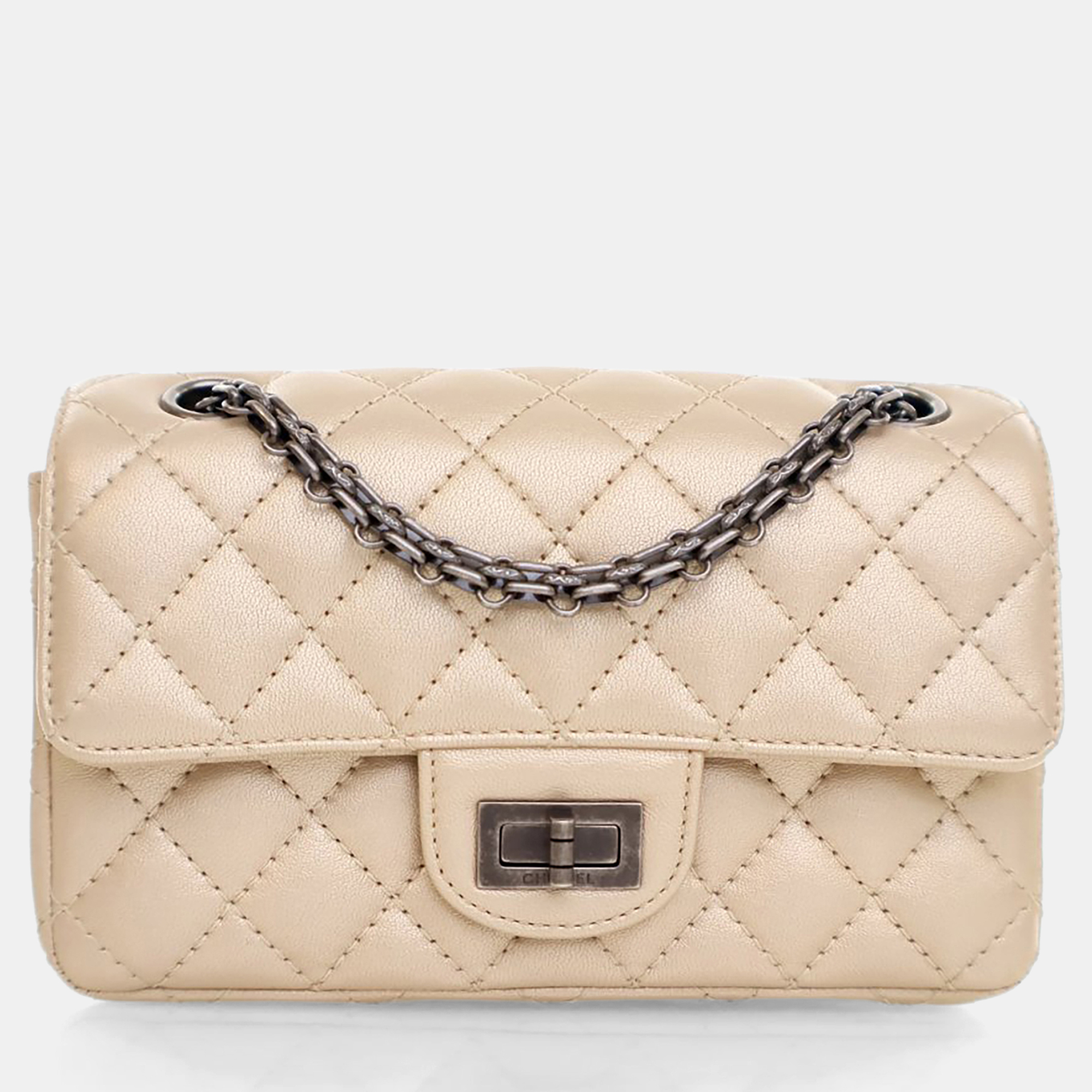 

Chanel Mini 224 Beige Calfskin Reissue Flap Bag