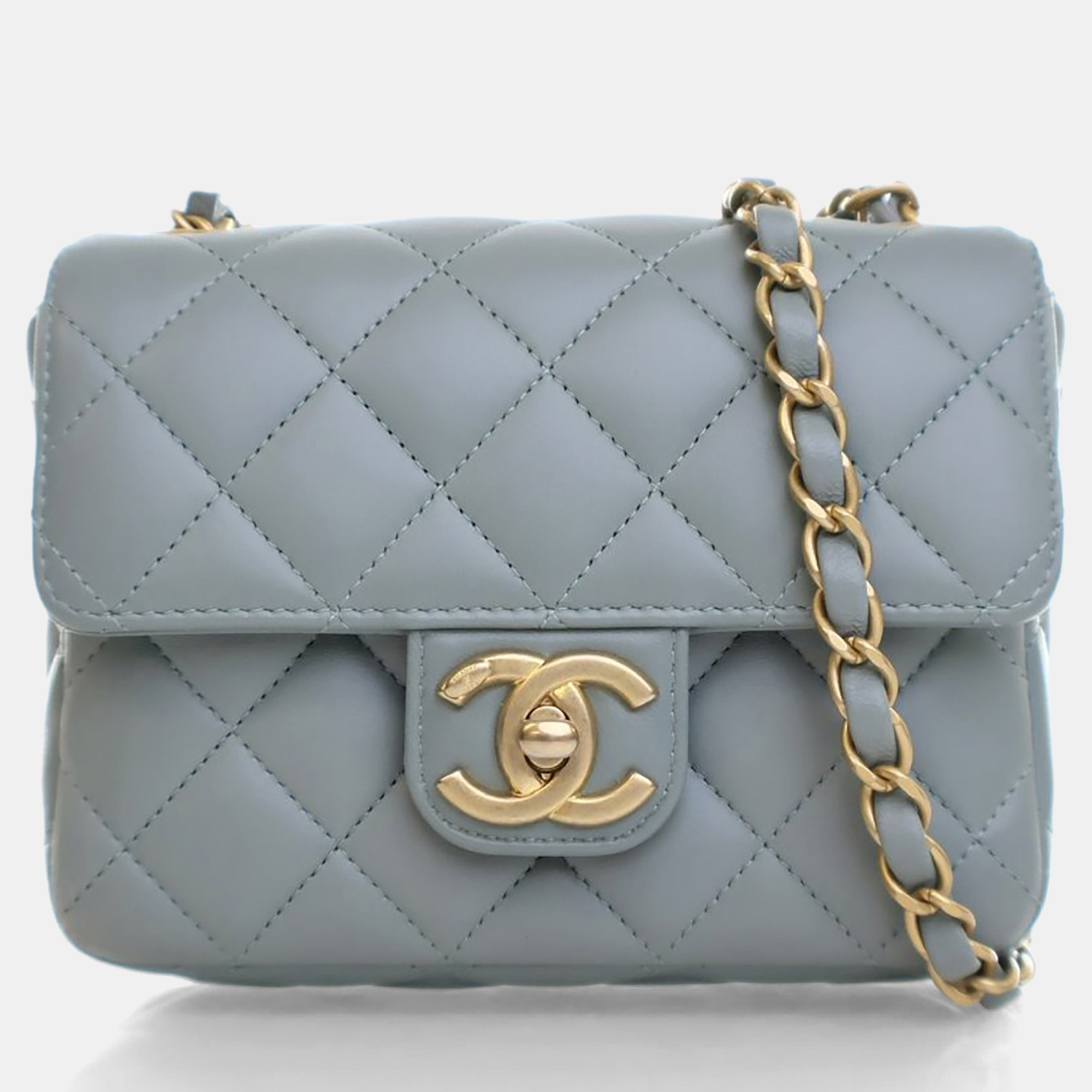 

Chanel Mini Blue Lambskin Casino Royal Square Flap Bag