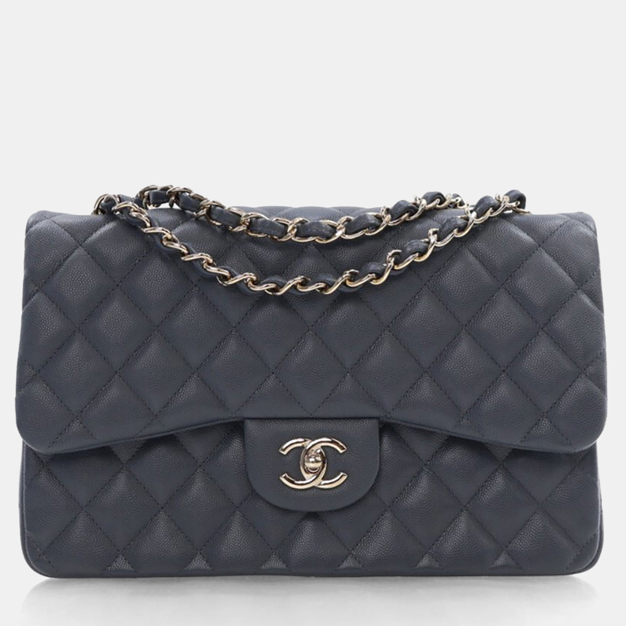 

Chanel Jumbo Caviar Classic Double Flap Bag, Grey
