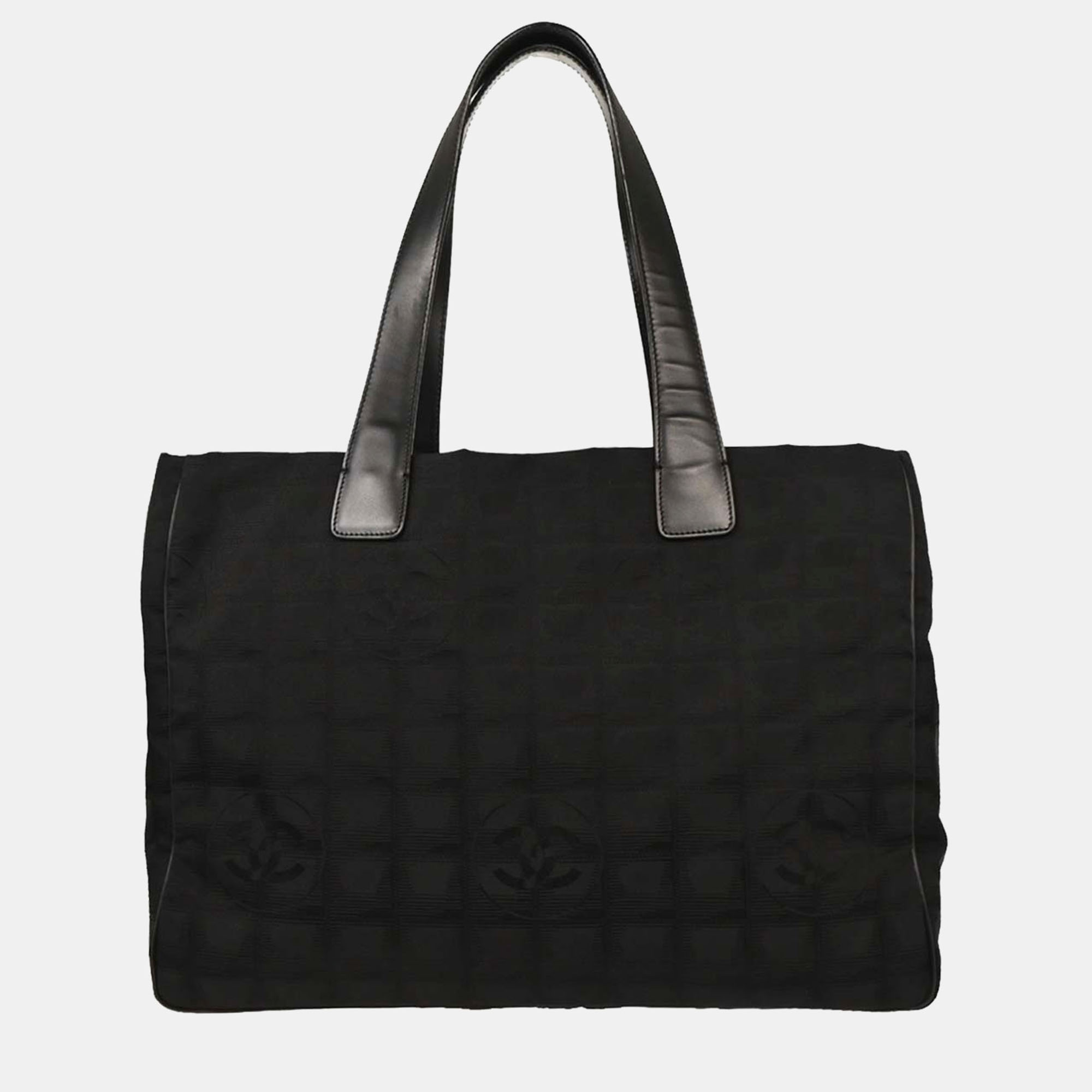 

Chanel Black Jacquard Nylon Travel Line Tote Handbag