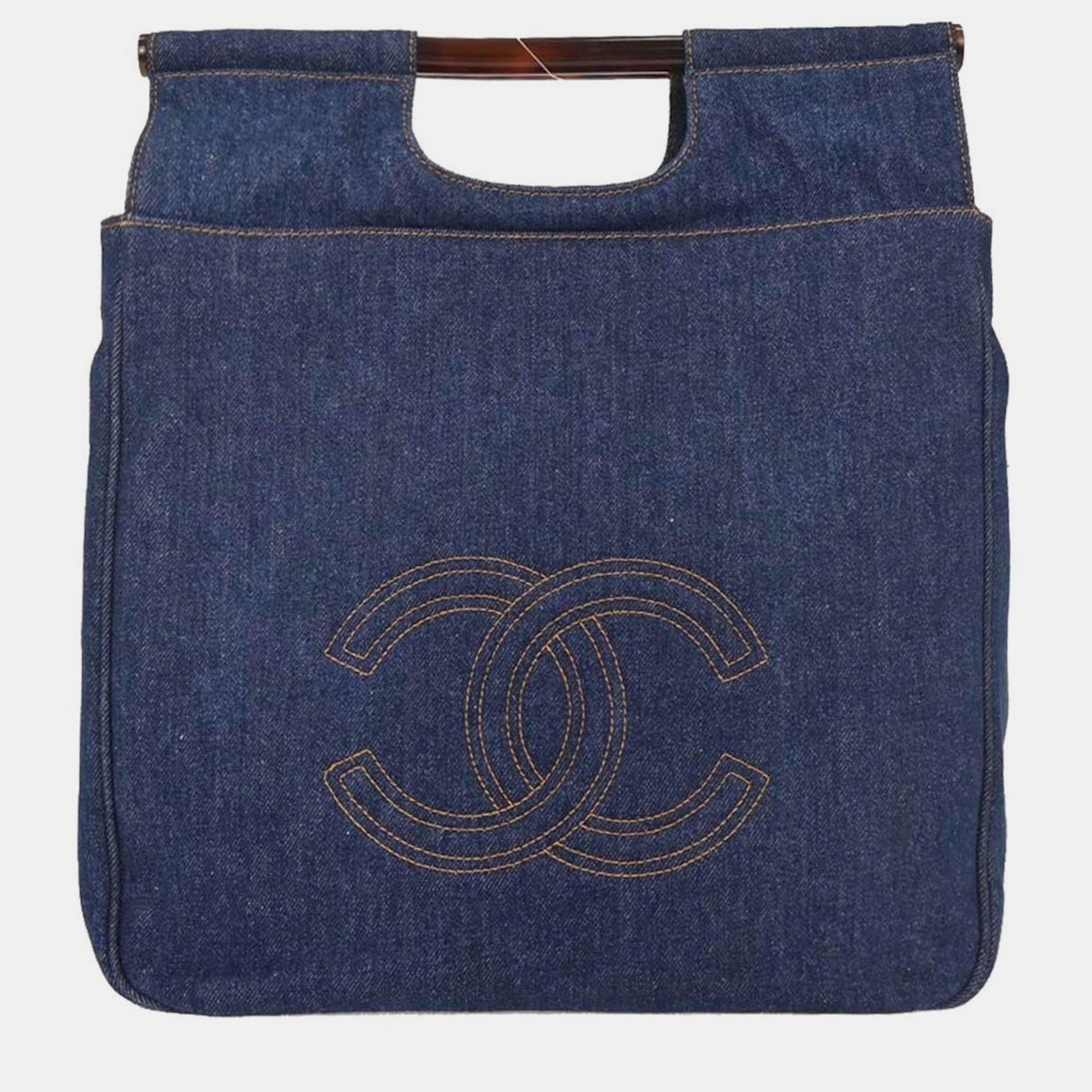 Pre-owned Chanel Blue Denim Handbag