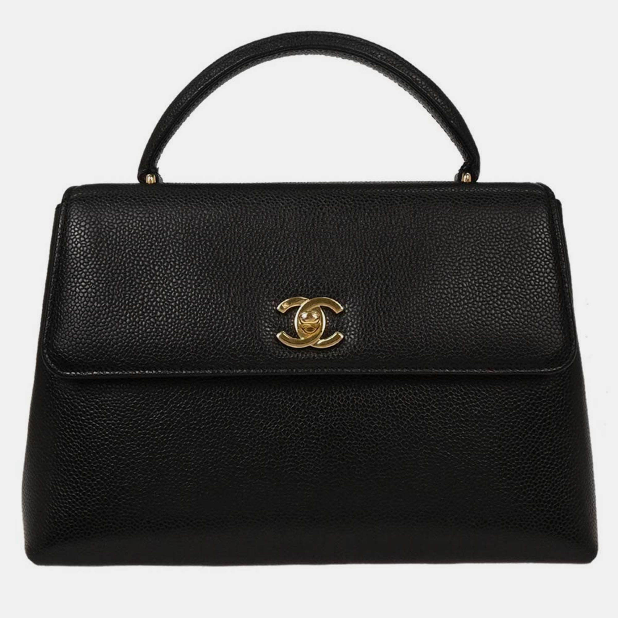 

Chanel Black Calfskin Top Handle Handbag