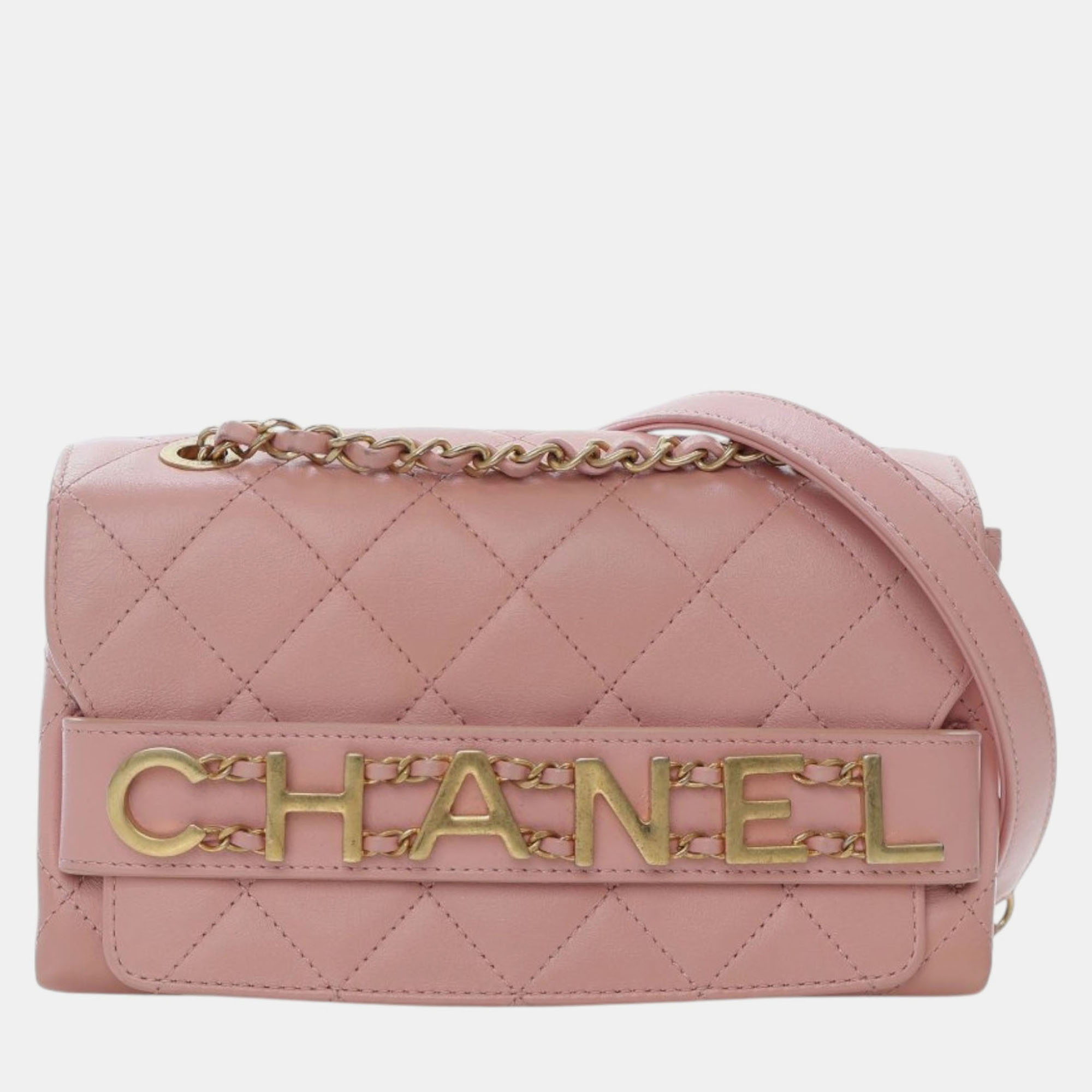 

Chanel Pink Small Quilted Calfskin Enchained Flap