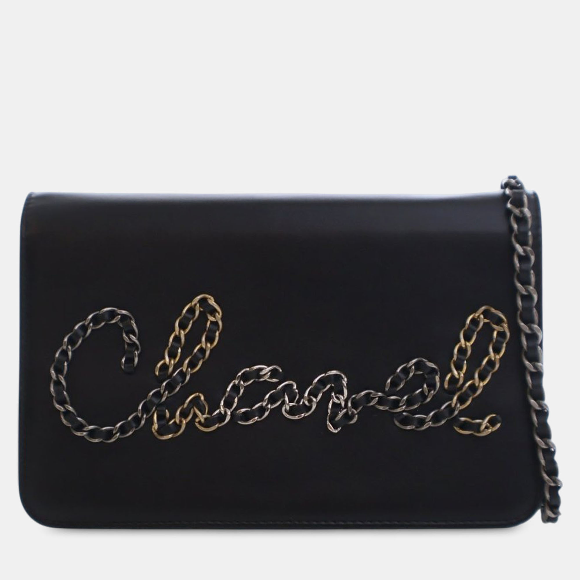 

Chanel Black Calfskin Chain 20s Signe Wallet on Chain