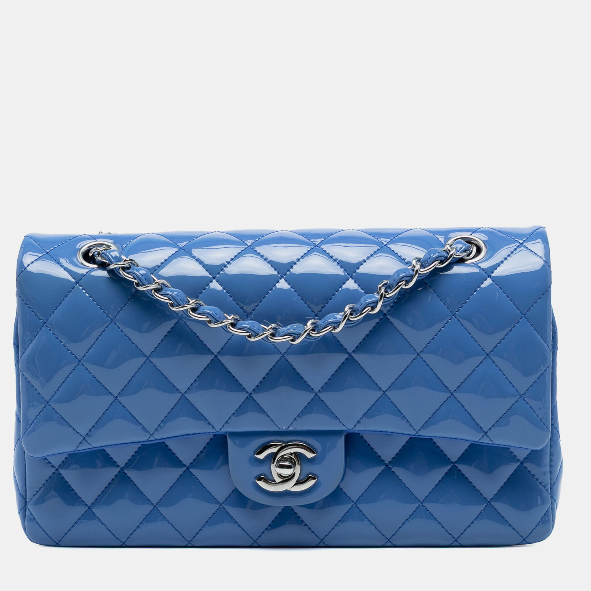 

Chanel Blue Medium Classic Patent Double Flap
