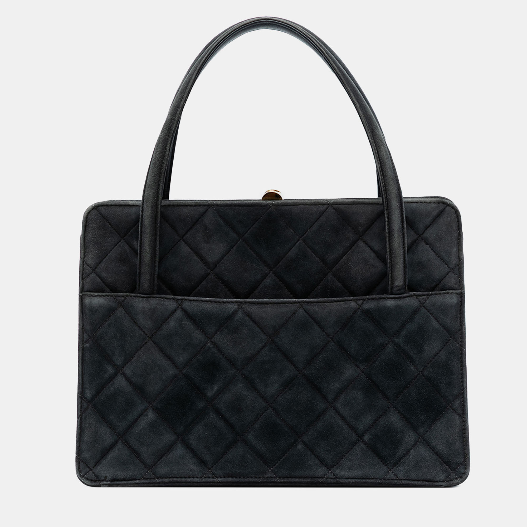 

Chanel Grey Quilted Suede Handbag