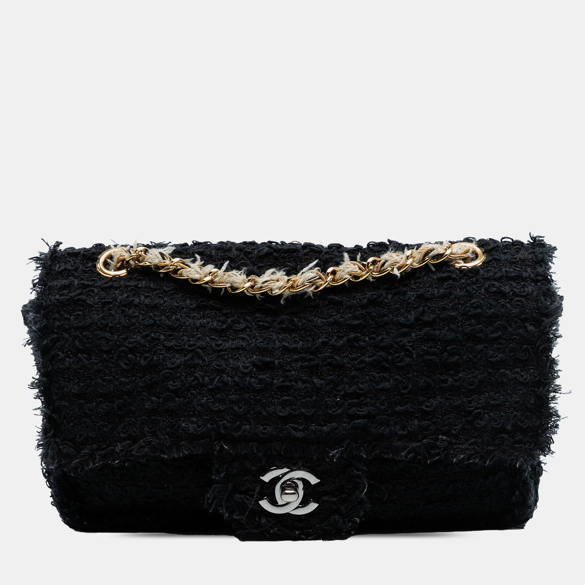 

Chanel Black Medium Classic Tweed Single Flap