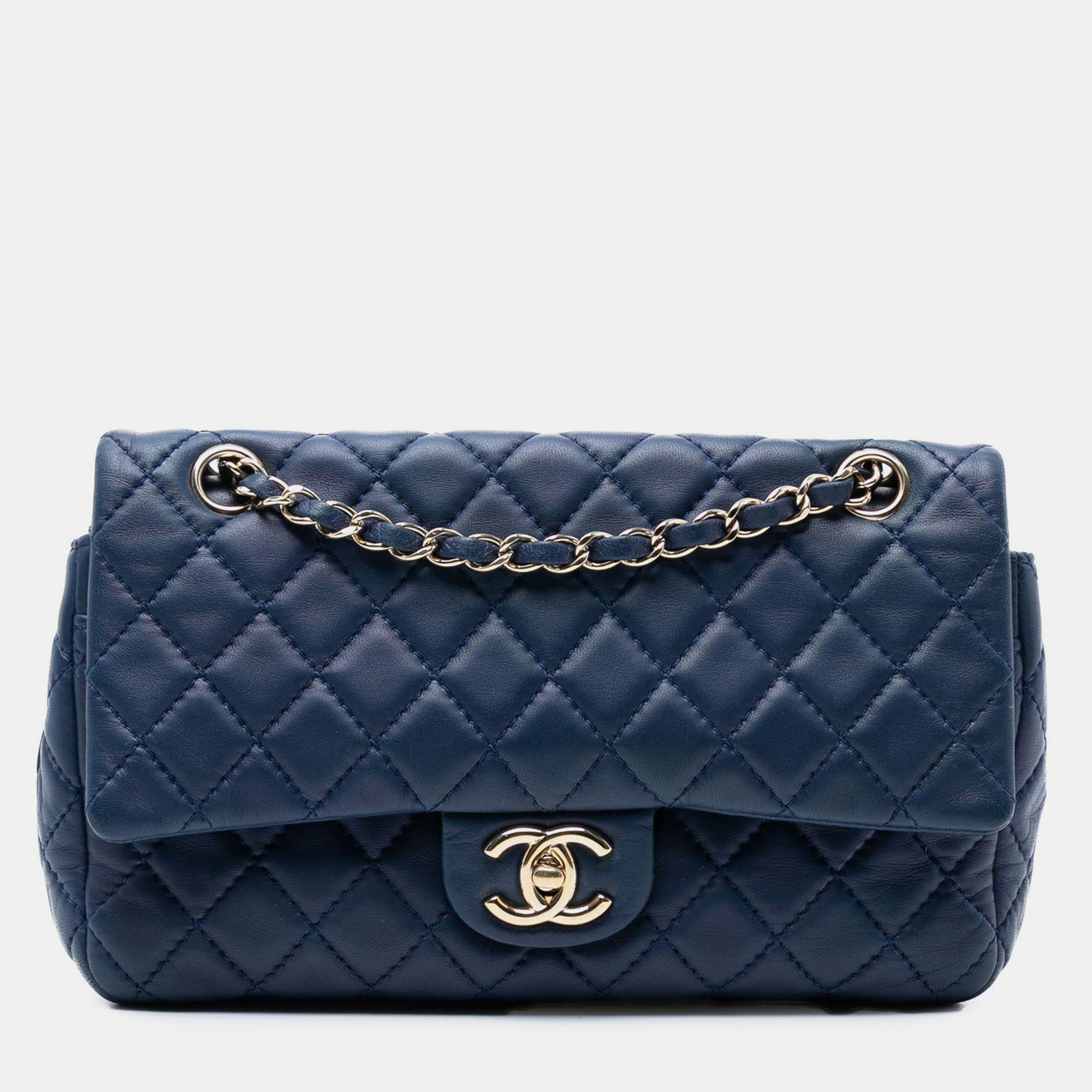 

Chanel Blue Medium Classic Lambskin Double Flap