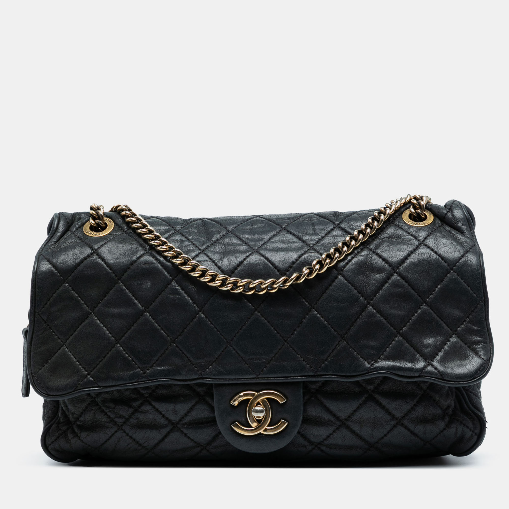 

Chanel Black Large Quilted Iridescent Calfskin Shiva Flap