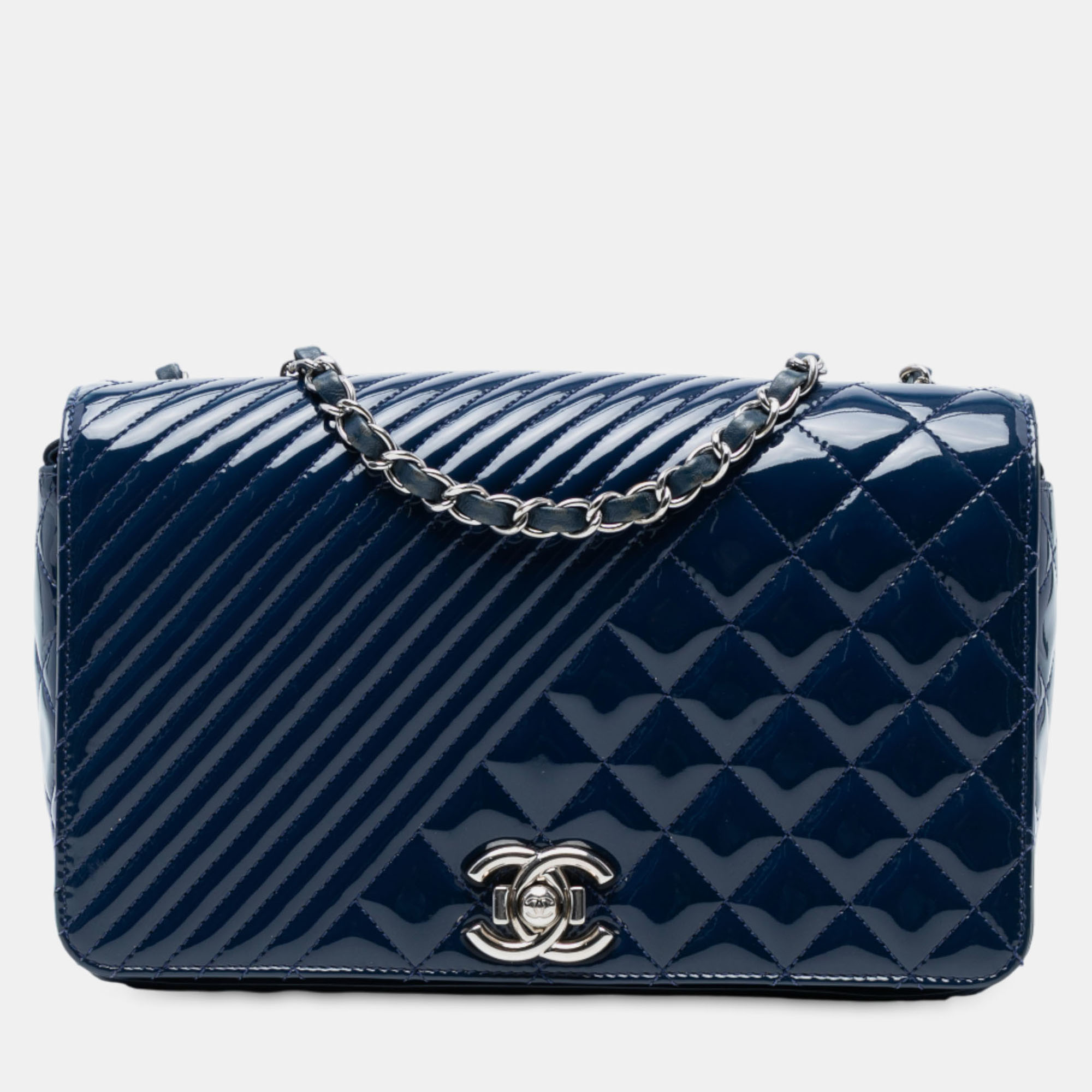 

Chanel Blue Medium Patent Coco Boy Flap
