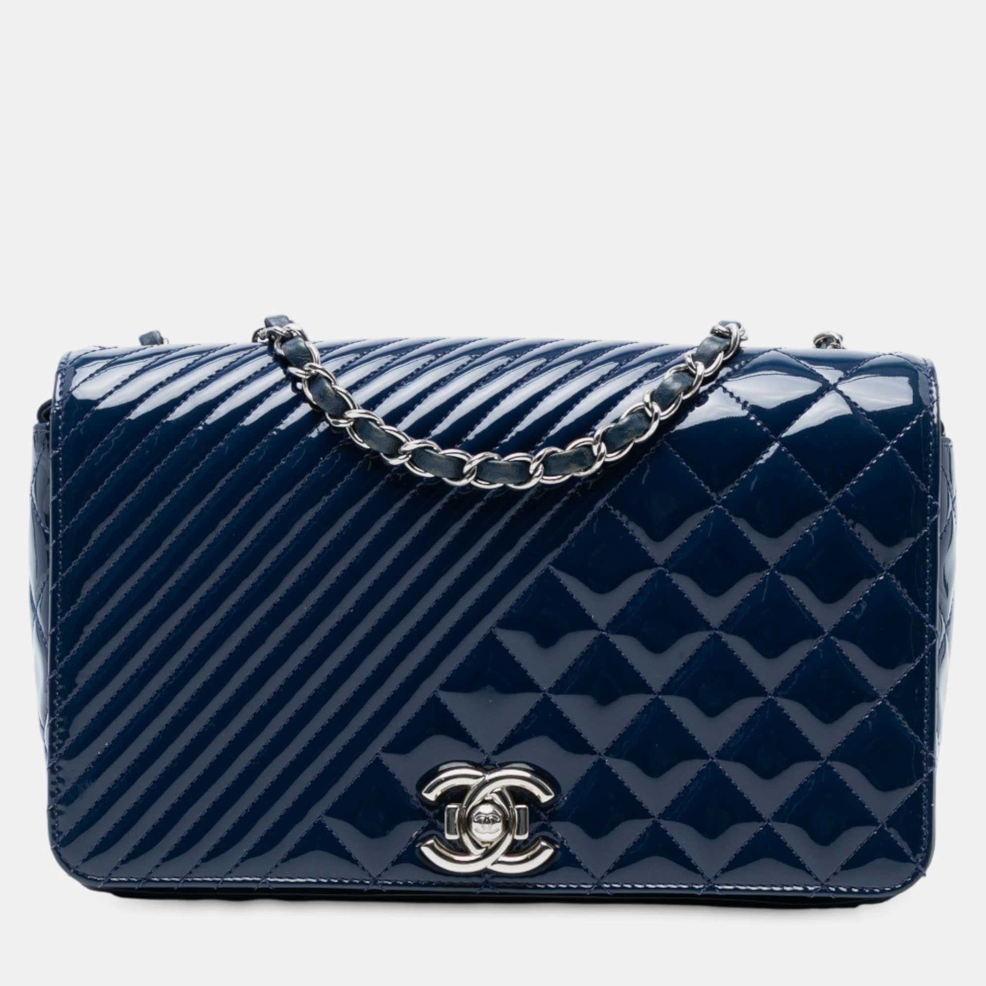

Chanel Blue Medium Patent Coco Boy Flap