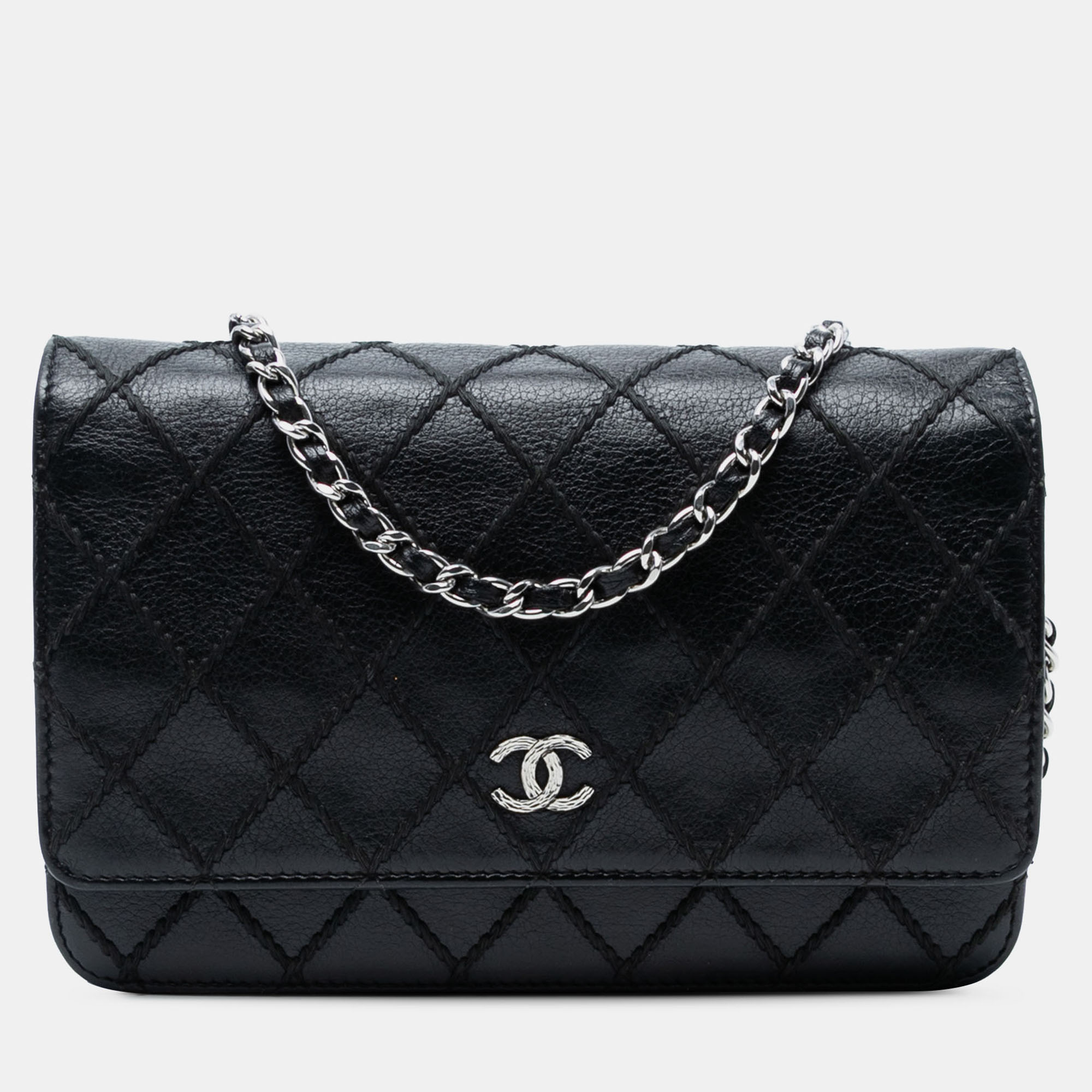 

Chanel Black CC Lambskin Wild Stitch Wallet on Chain
