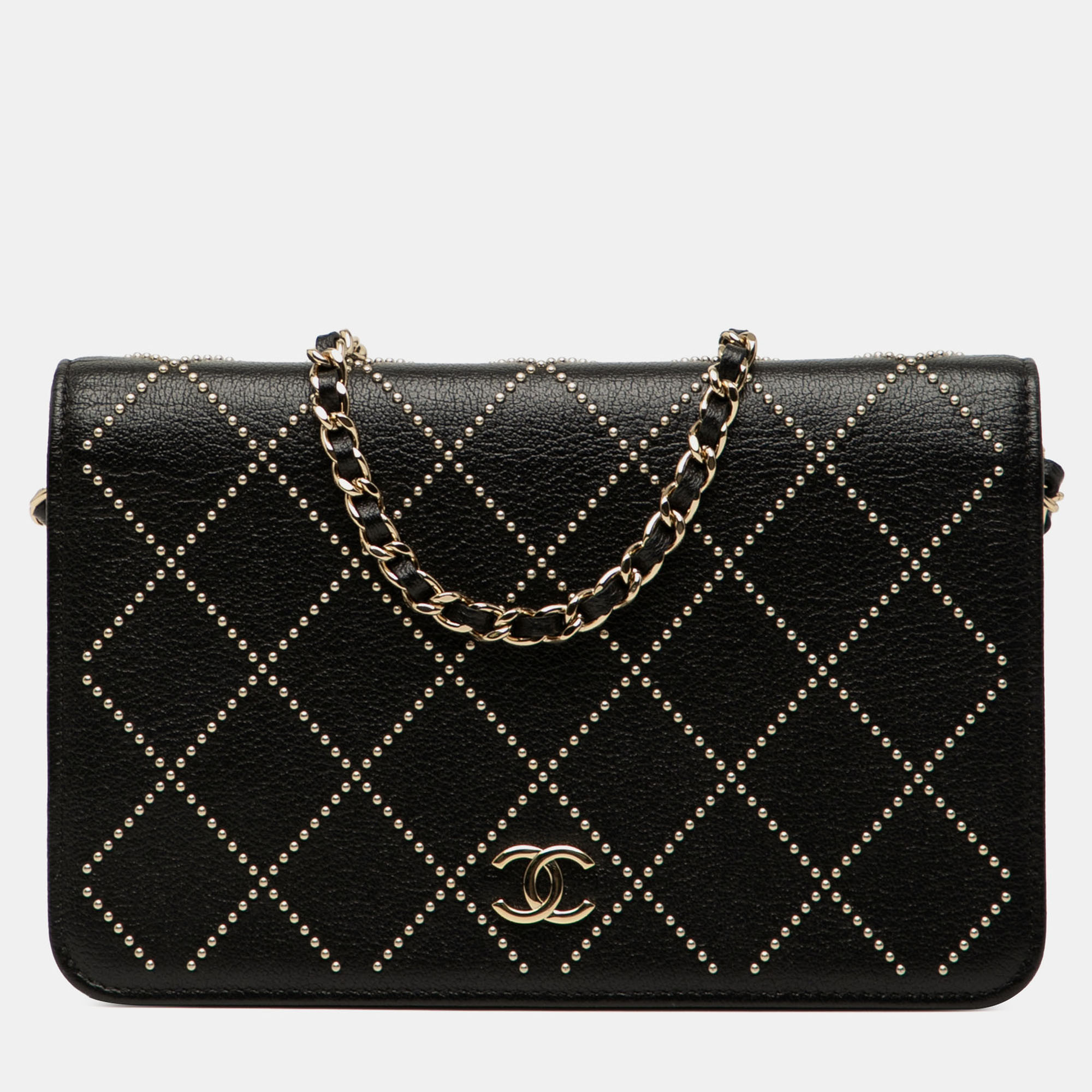 

Chanel Black CC Studded Goatskin Wallet On Chain