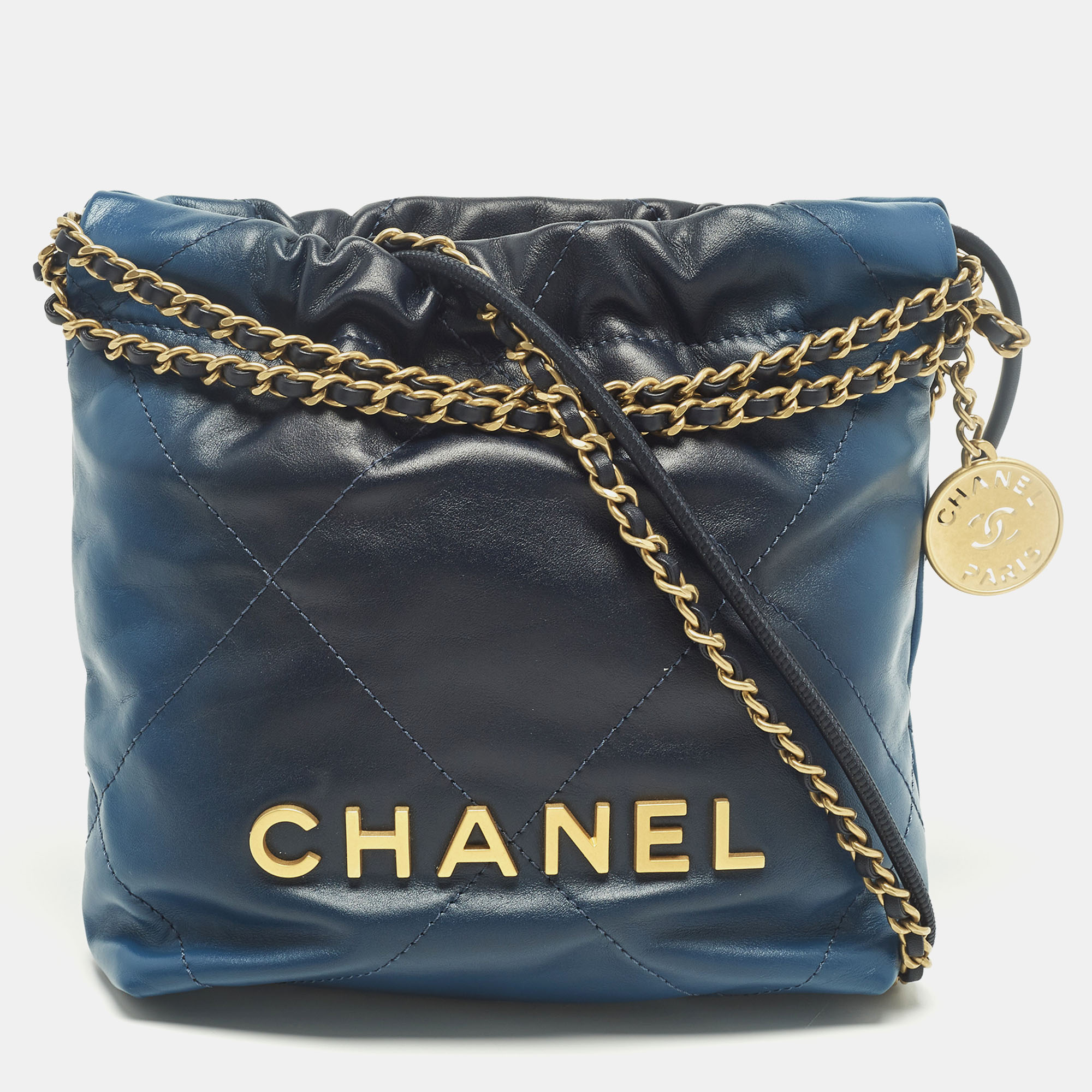 

Chanel 22 Mini Ombre Blue Quilted Leather Chain Bag