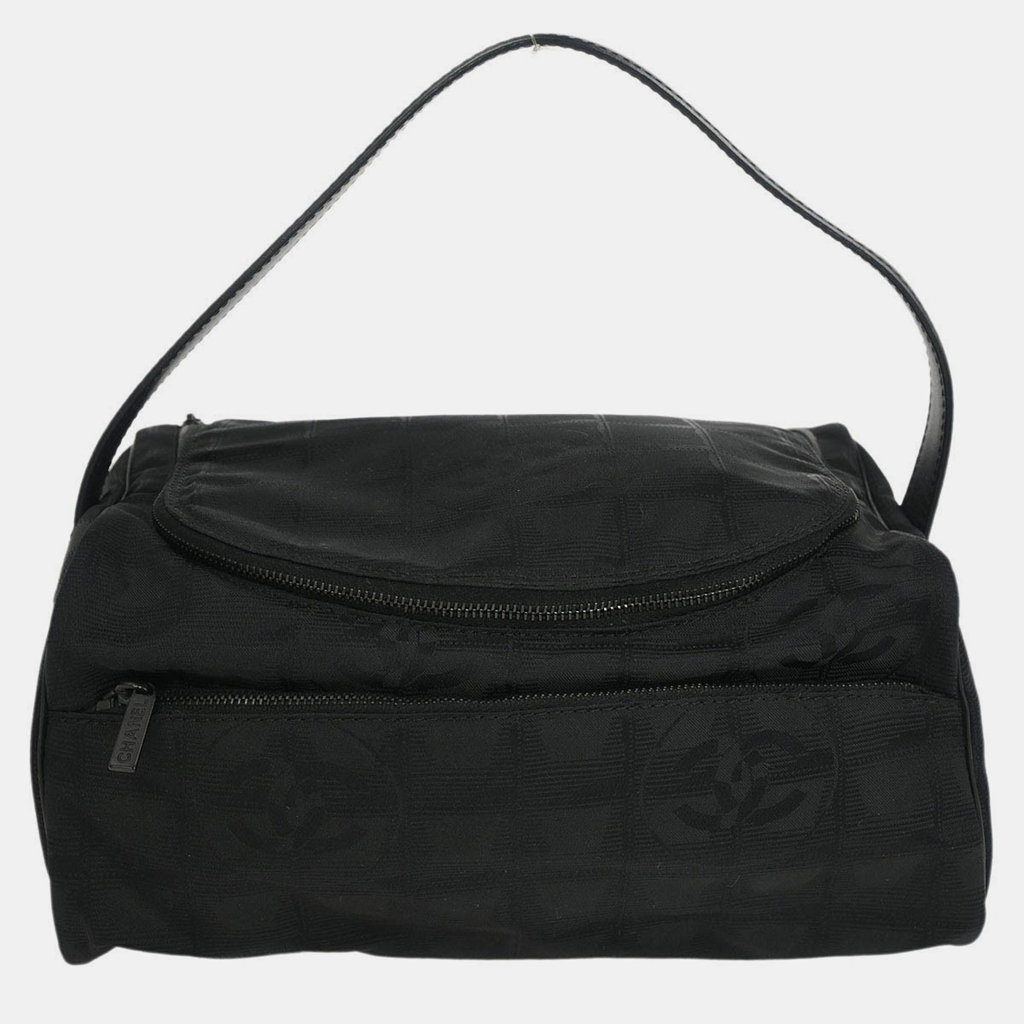 

Chanel Black Jacquard Nylon Travel Line Vanity Handbag