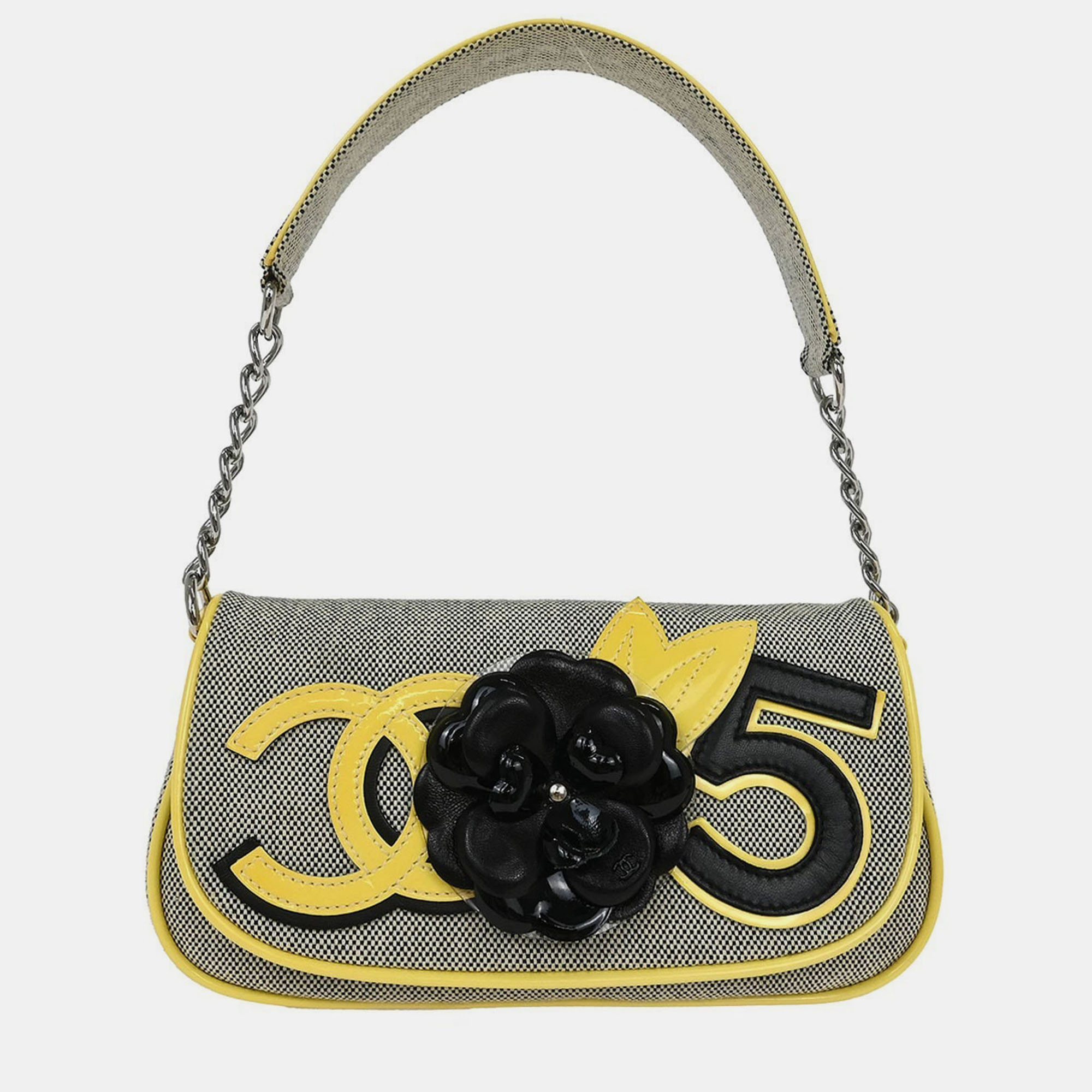 

Chanel Black Canvas Camellia No.5 CC Handbag, Grey