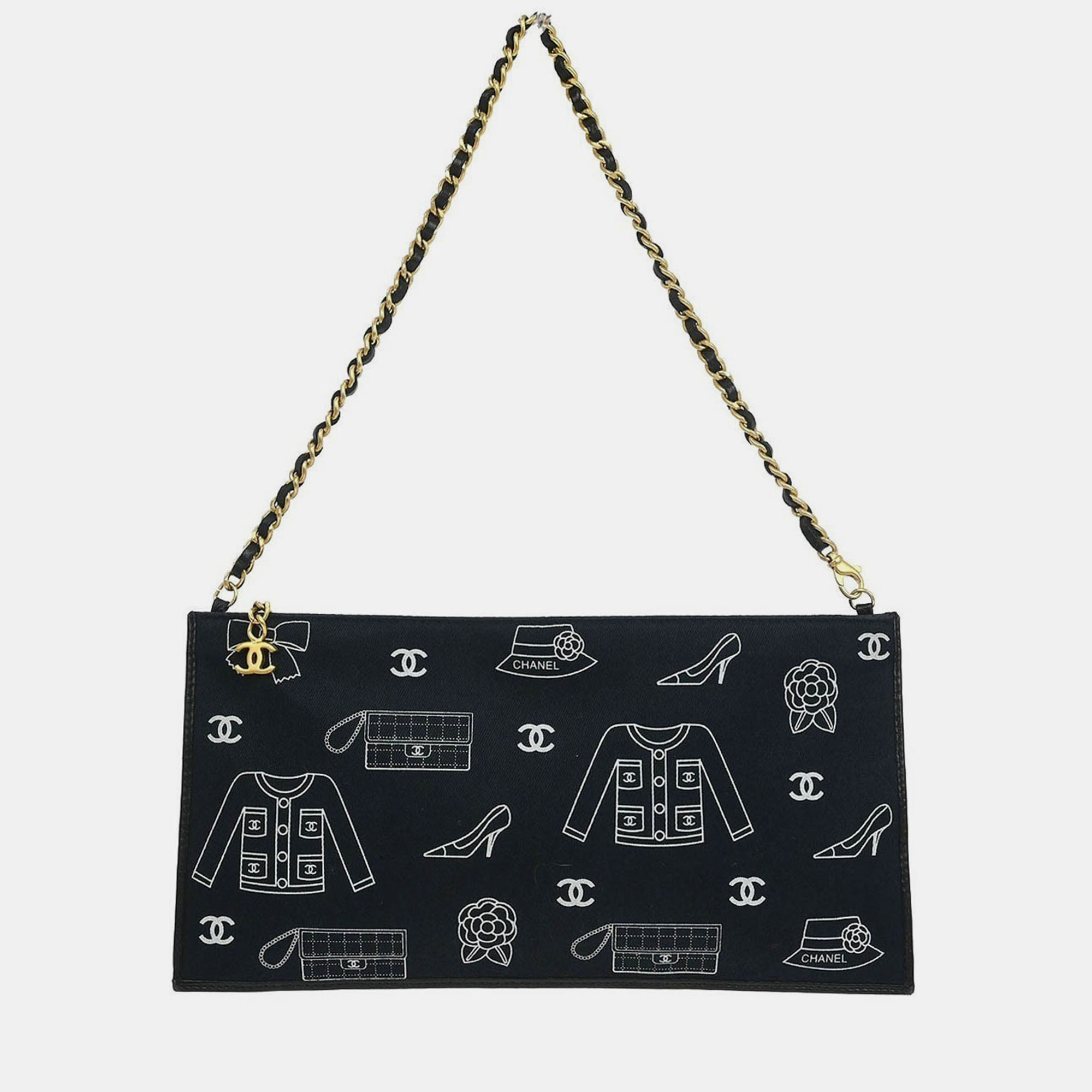 

Chanel Navy Canvas Icon Chain Handbag, Navy blue