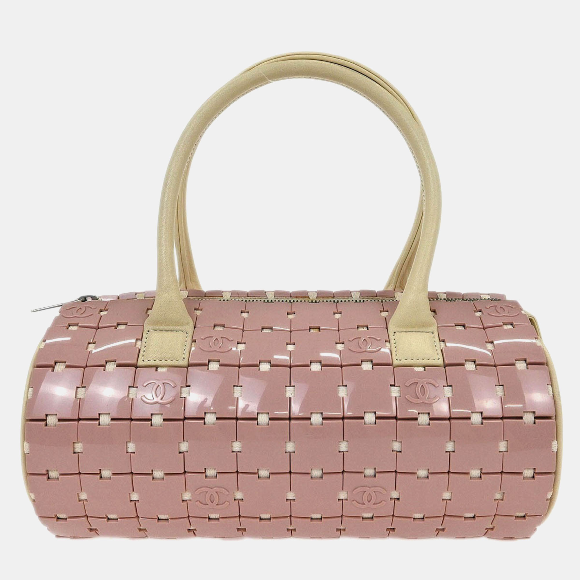 

Chanel Pink Acrylic Puzzle Bag Barrel Handbag