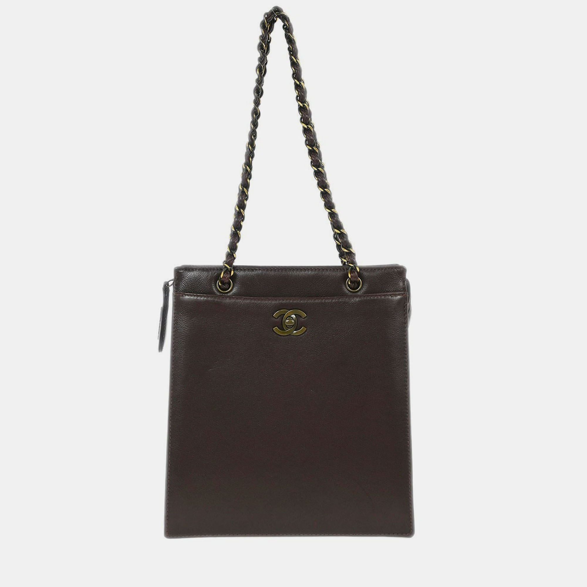 

Chanel Brown Calfskin Shoulder Tote Bag