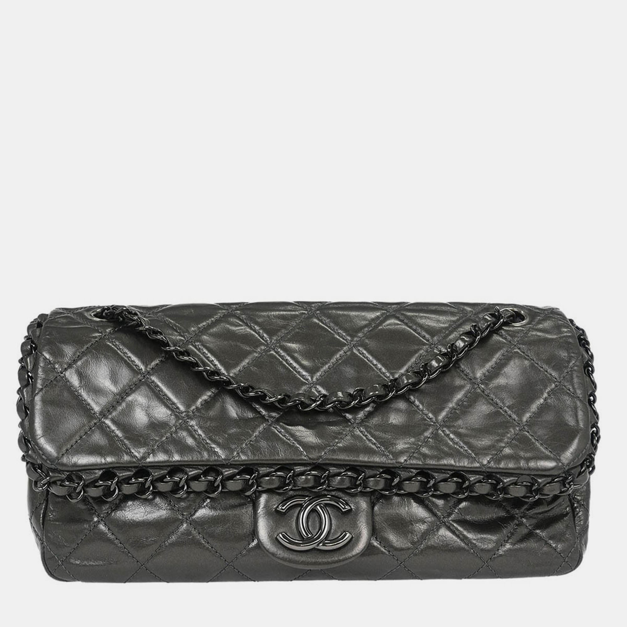 

Chanel Gray Calfskin Chain Me Shoulder Bag, Grey