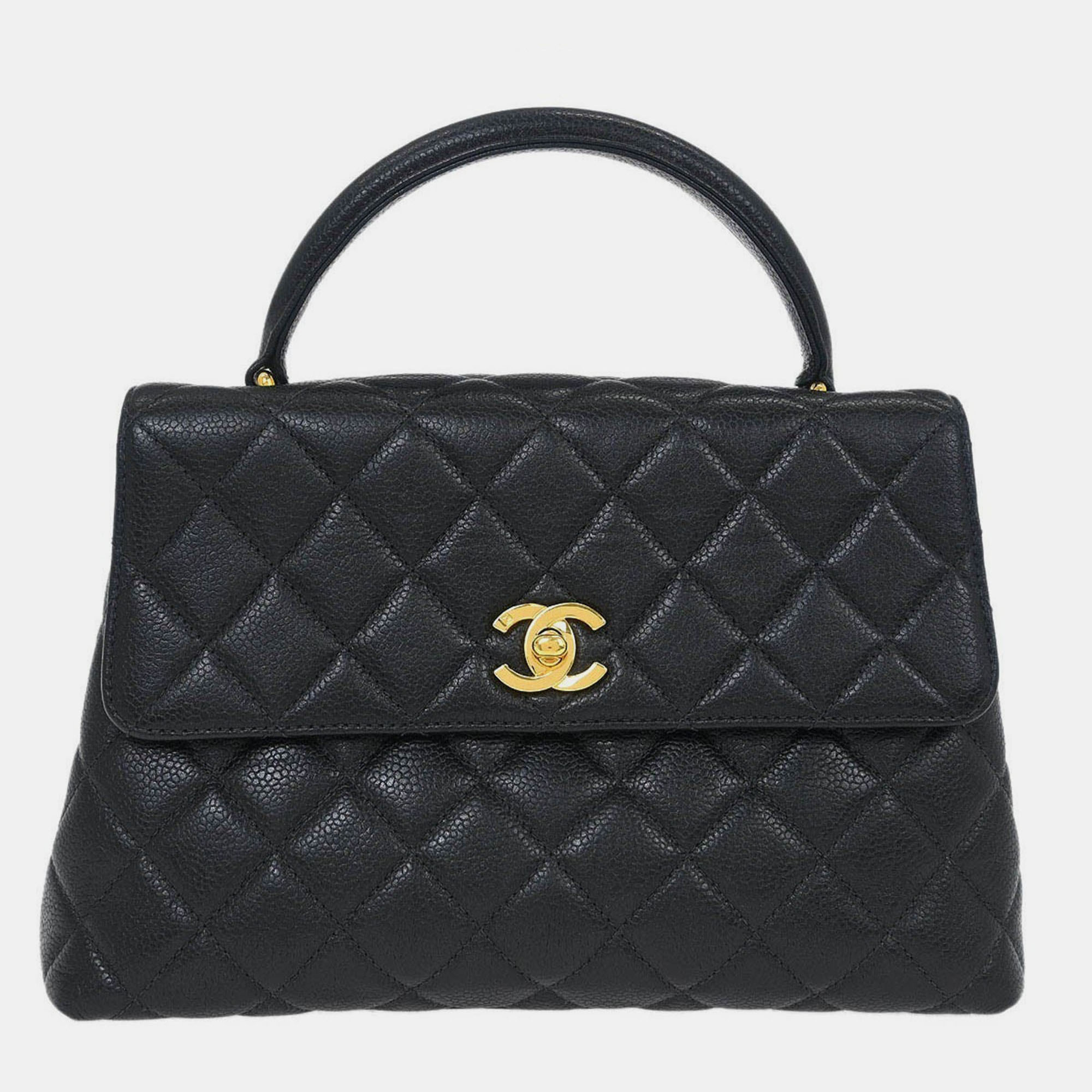 

Chanel Black Calfskin Top Handle Handbag