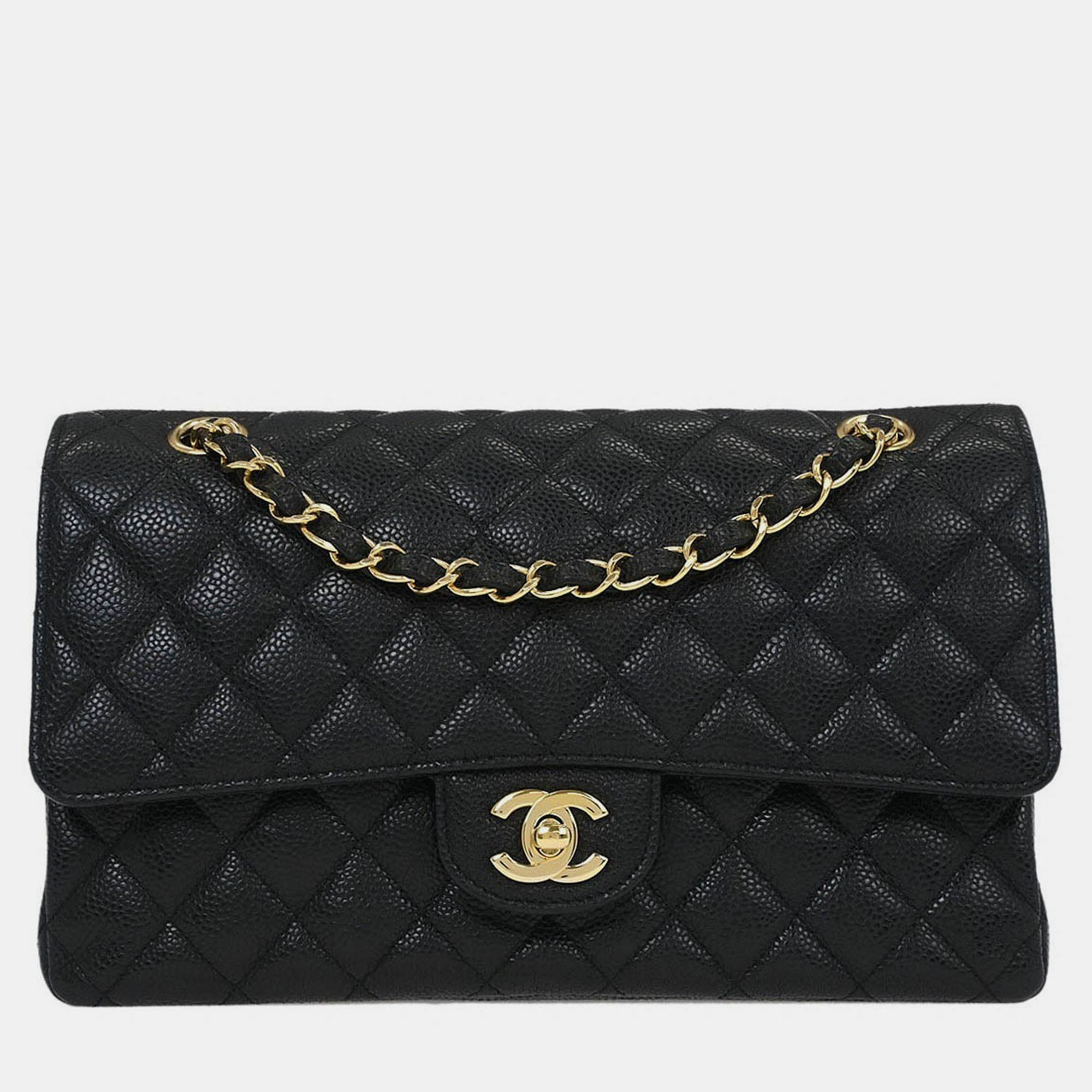 

Chanel Black Calfskin Medium Classic Double Flap Shoulder Bag