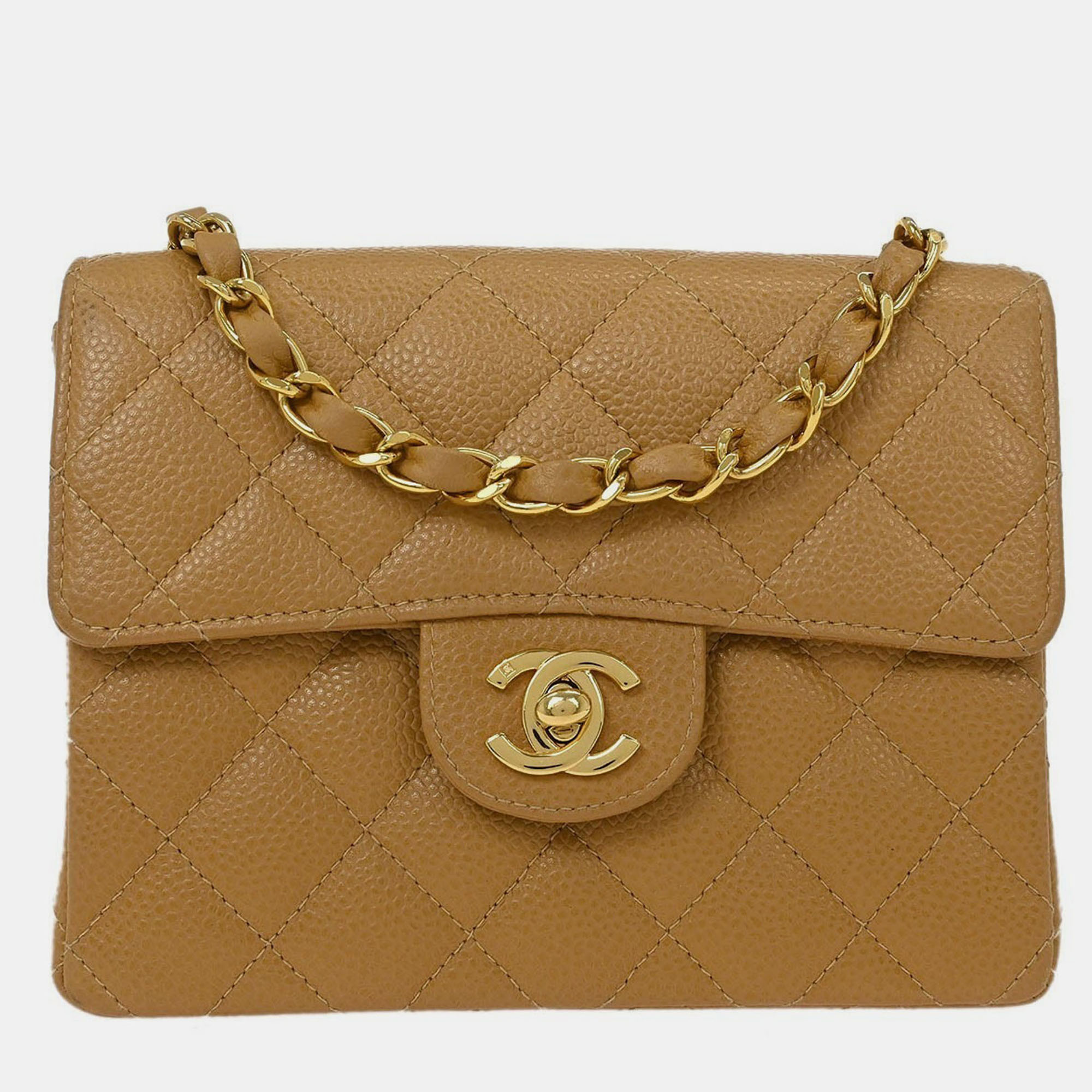 

Chanel Beige Calfskin Mini Classic Square Flap Bag