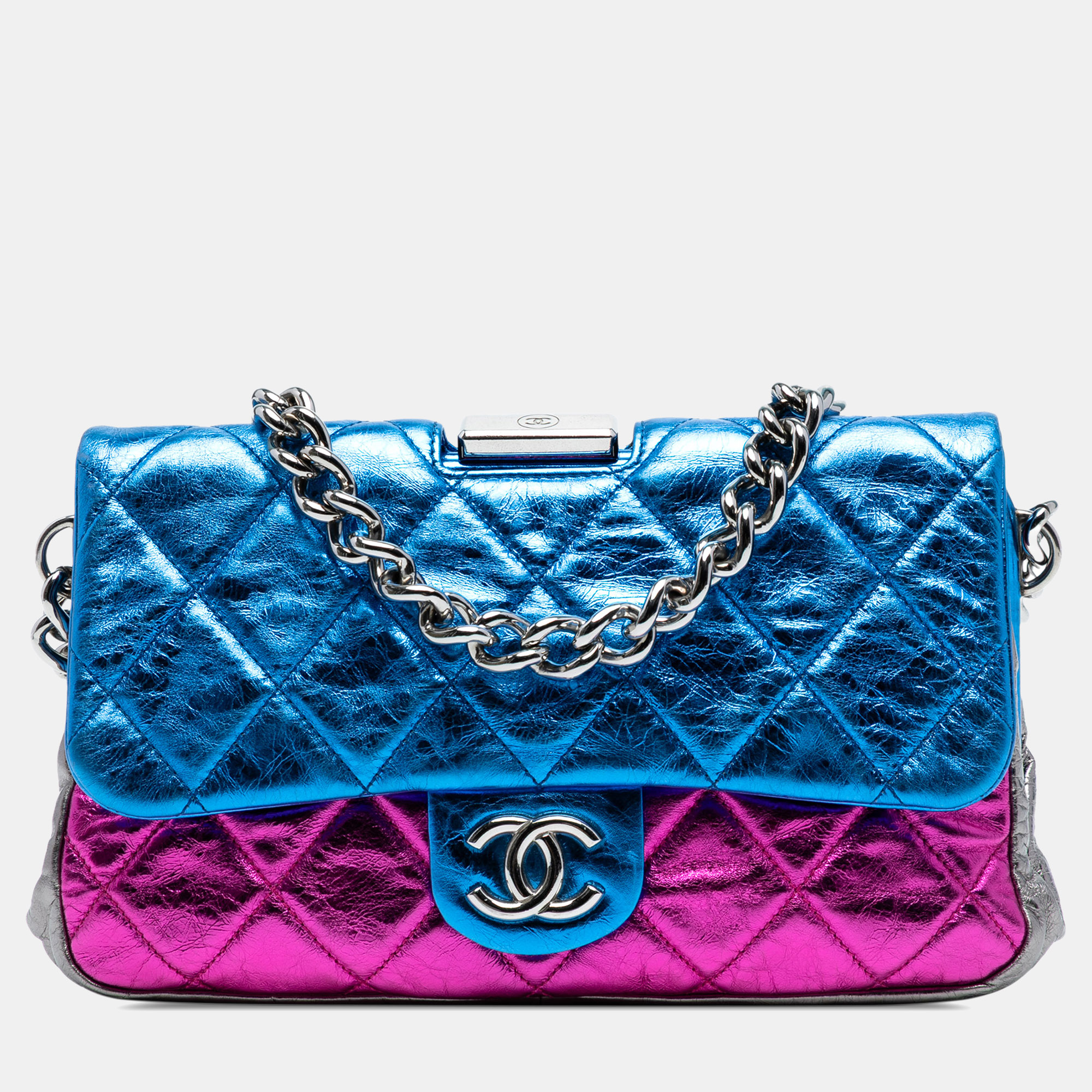 Pre-owned Chanel Multicolor Quilted Metallic Calfskin Modern Chain Flap Frame Bag