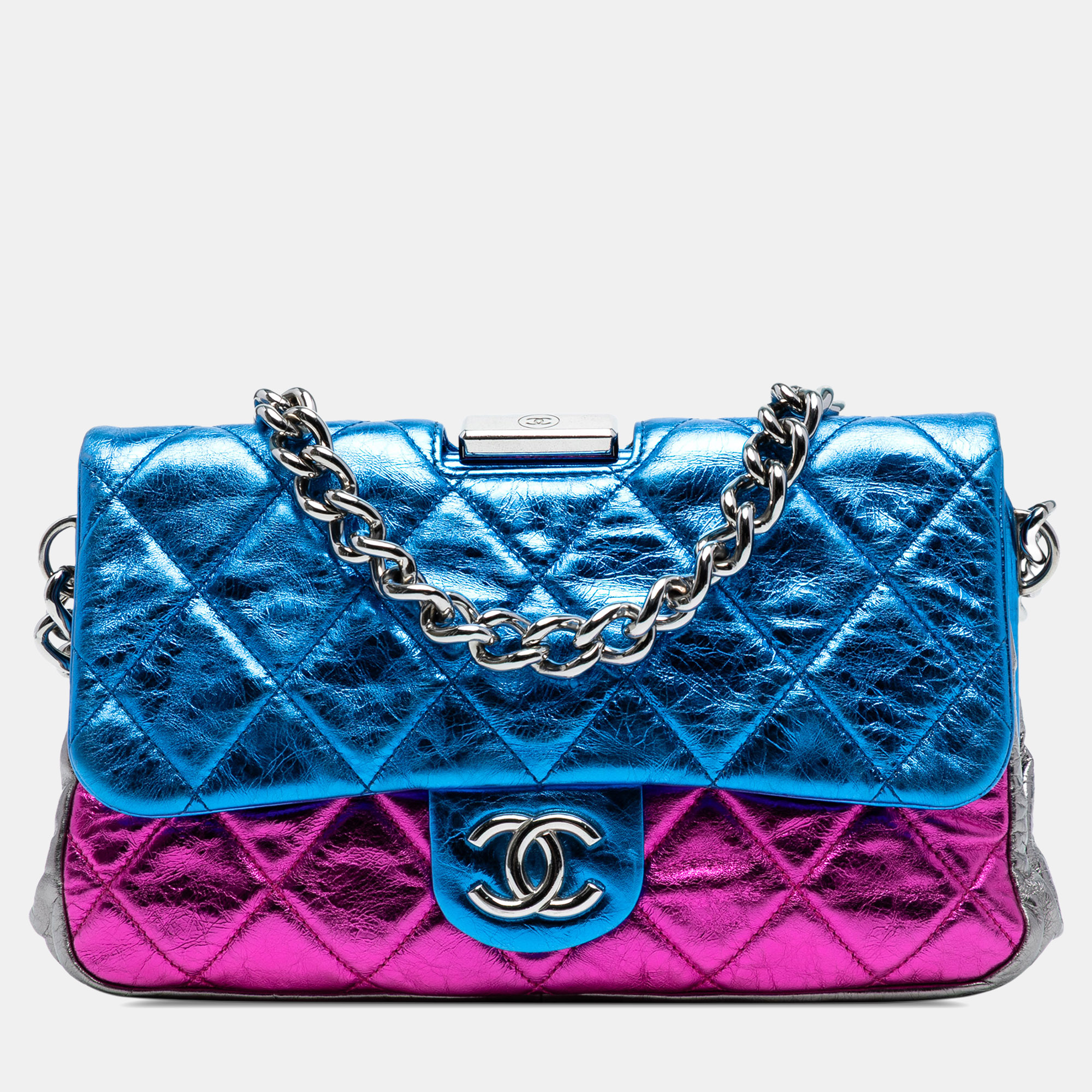 Pre-owned Chanel Multicolor Quilted Metallic Calfskin Modern Chain Flap Frame Bag