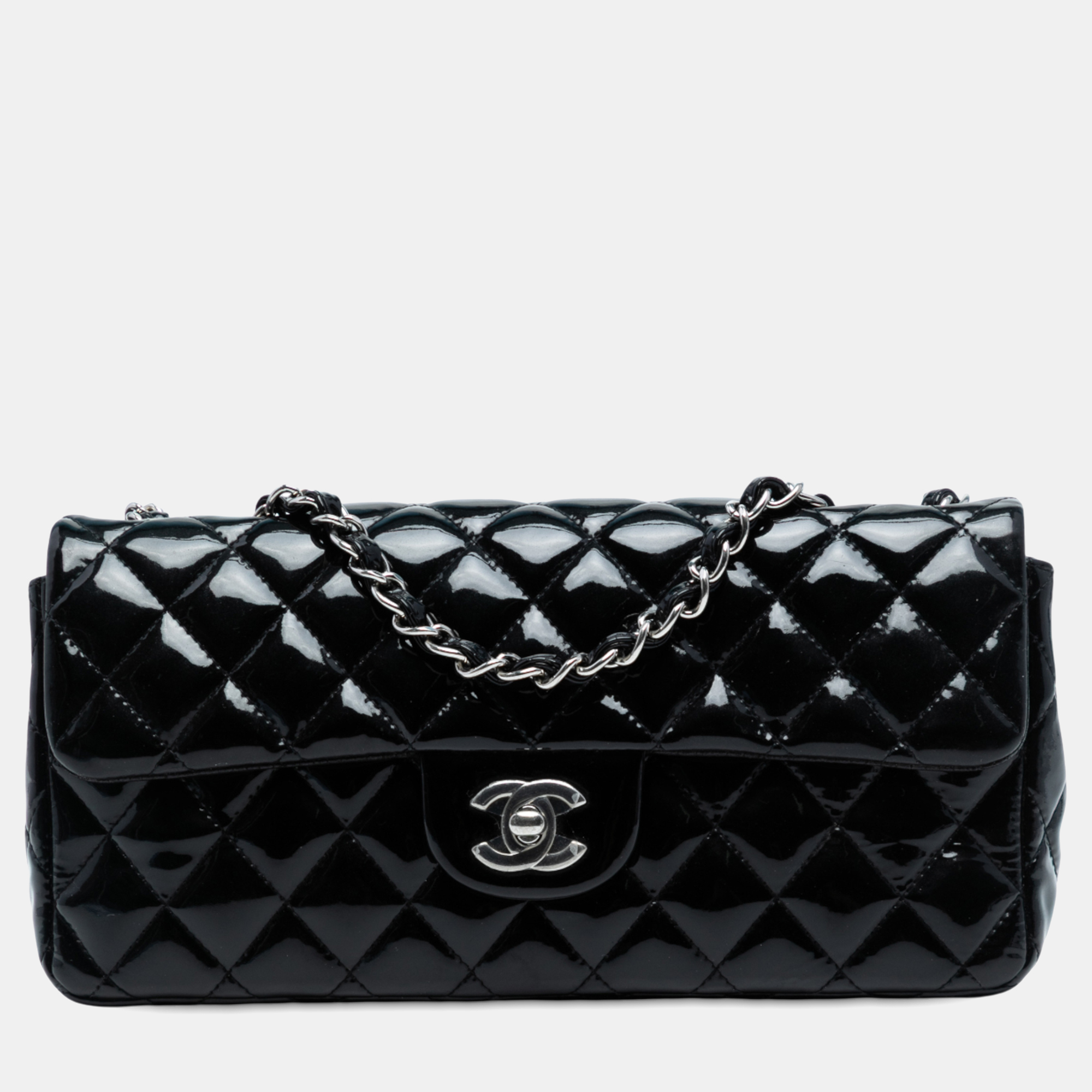 

Chanel Blue Classic Patent East West Single Flap